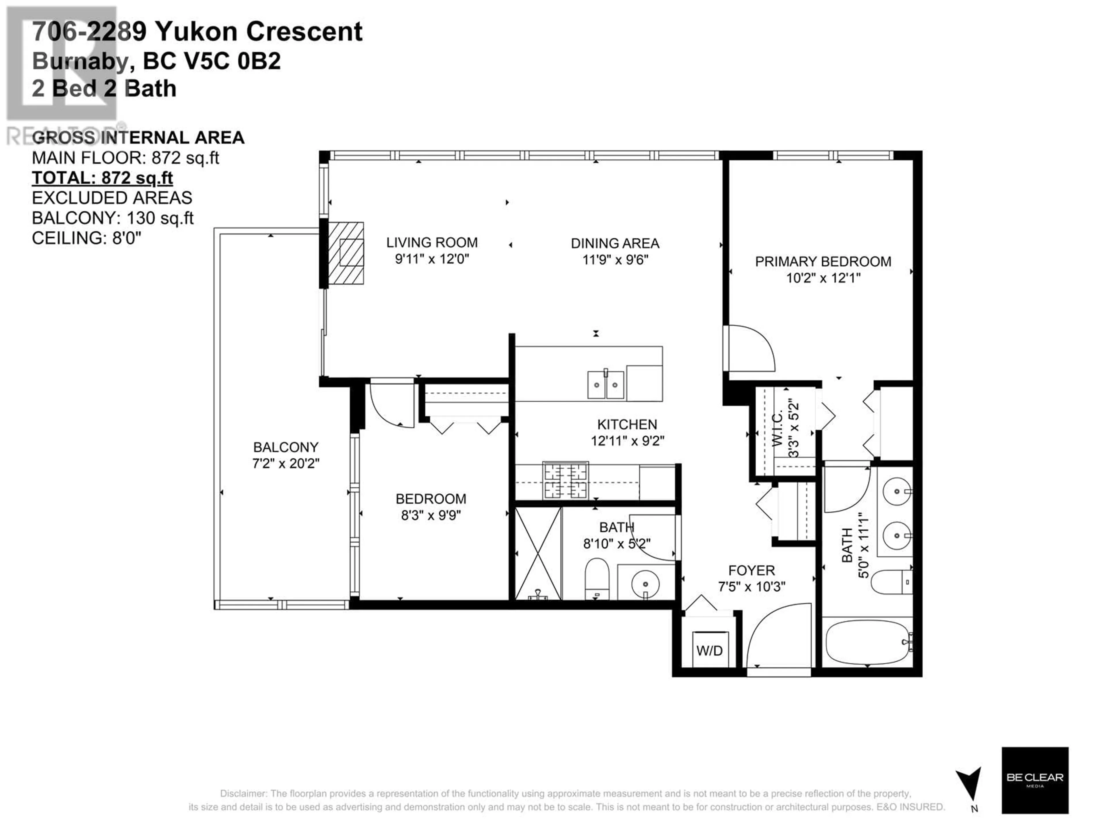 Floor plan for 706 2289 YUKON CRESCENT, Burnaby British Columbia V5C0B2