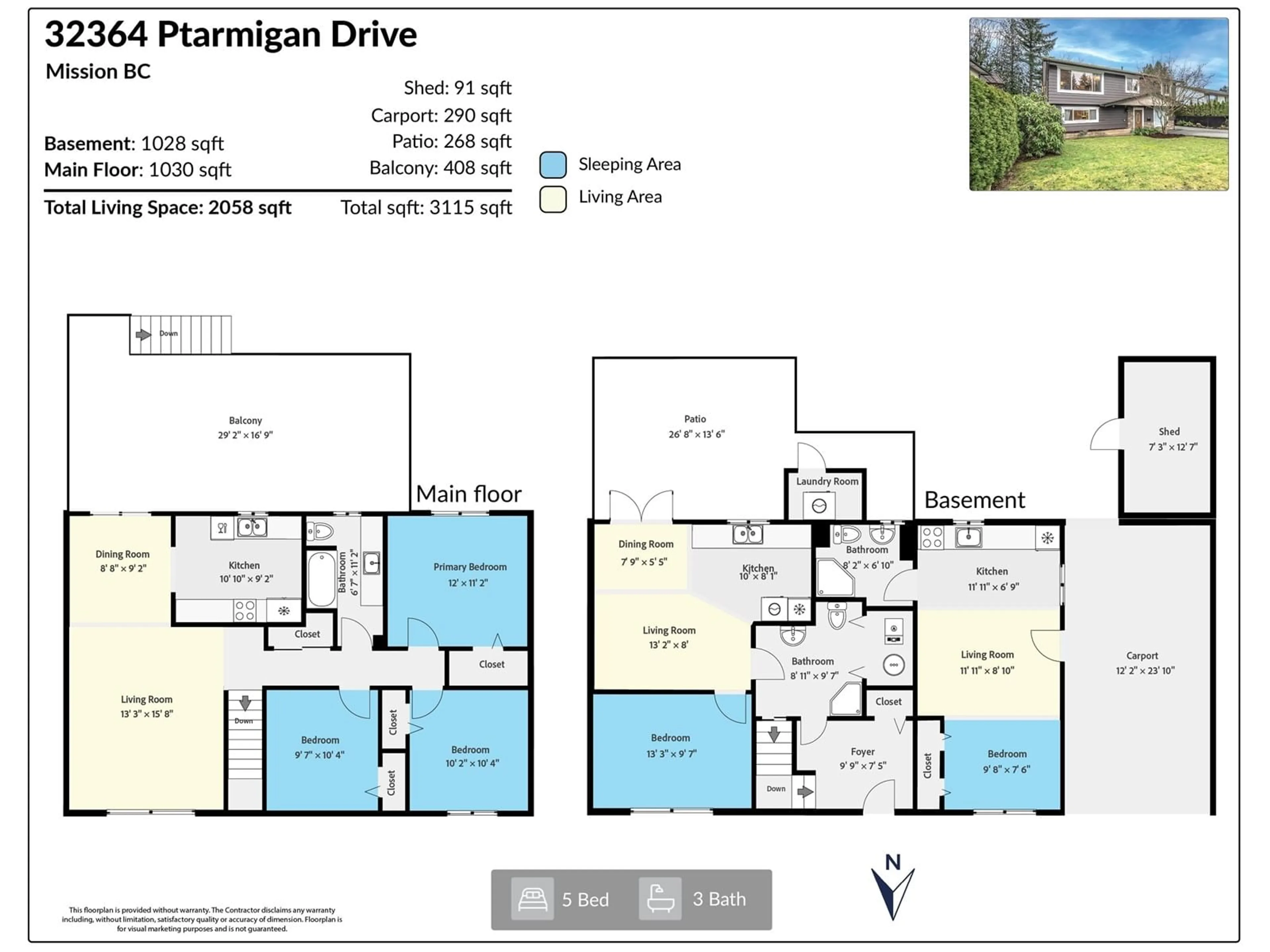 Floor plan for 32364 PTARMIGAN DRIVE, Mission British Columbia V2V5R5