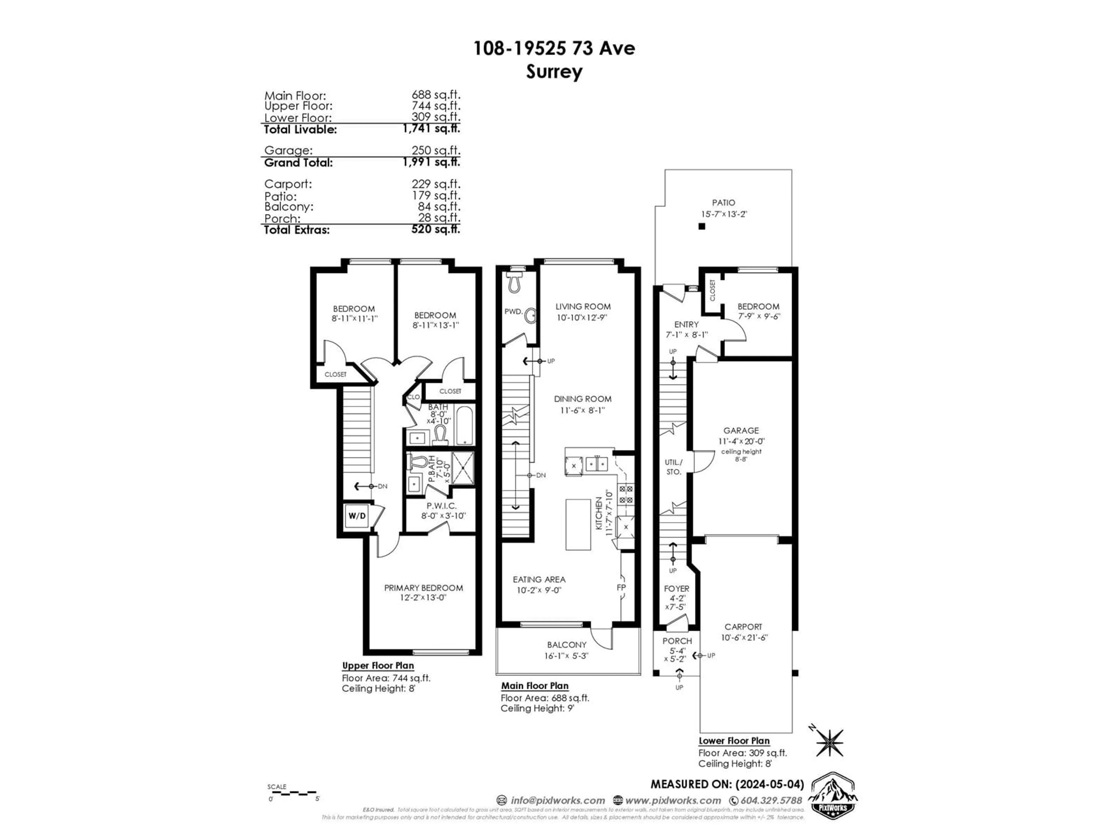 Floor plan for 108 19525 73 AVENUE, Surrey British Columbia V4N3E8