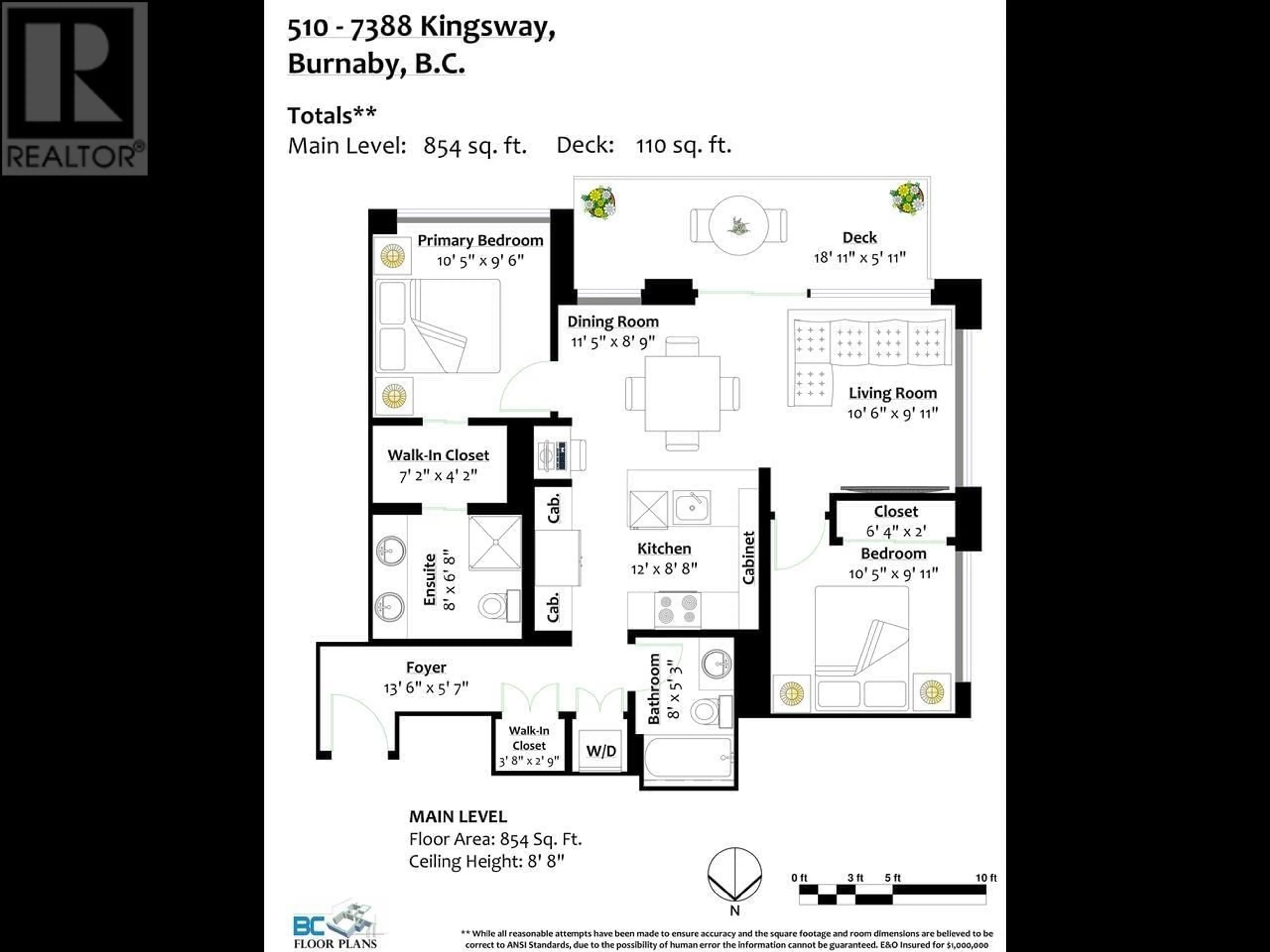 Floor plan for 510 7388 KINGSWAY, Burnaby British Columbia V3N0G9