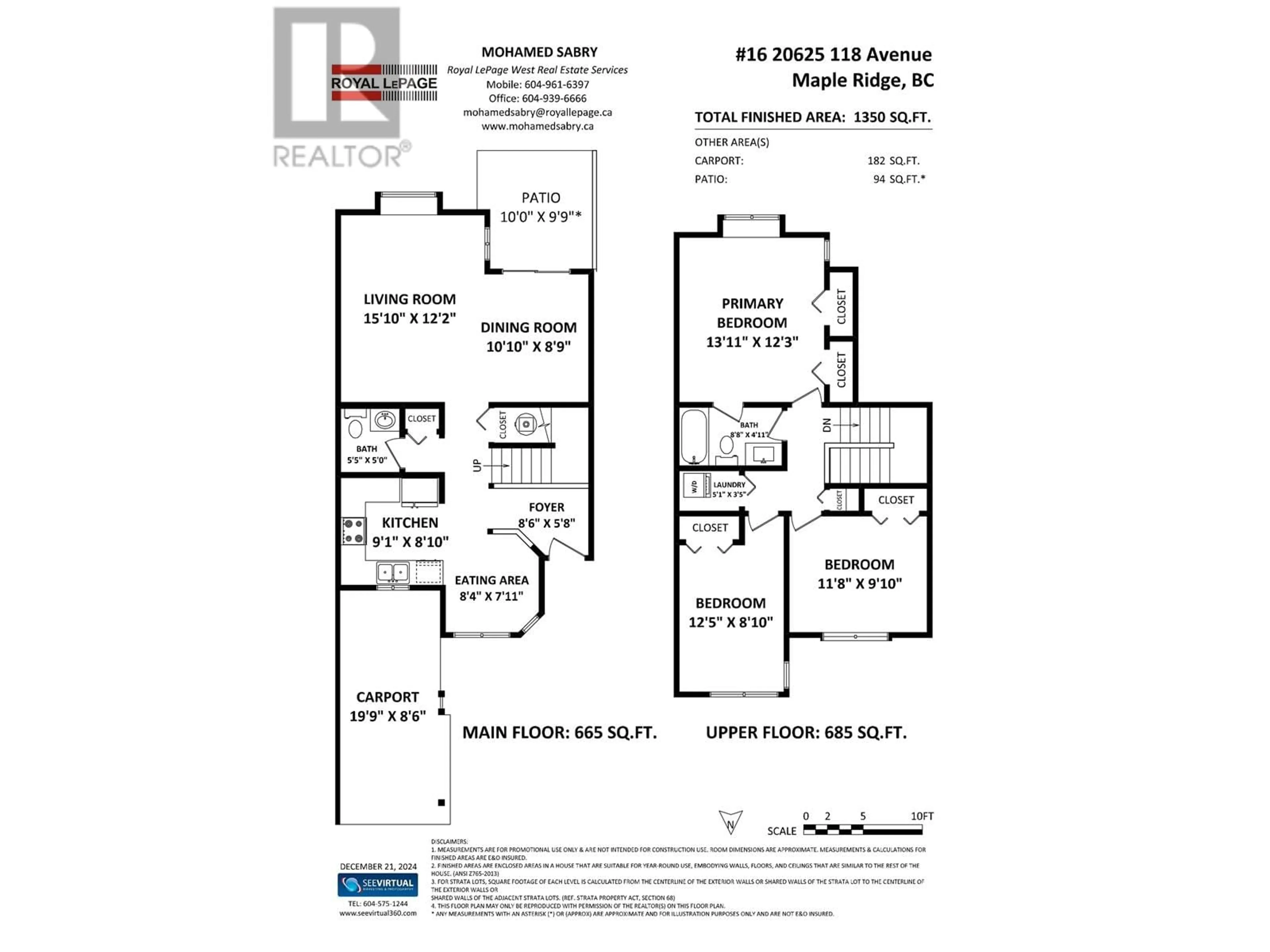 Floor plan for 16 20625 118 AVENUE, Maple Ridge British Columbia V2X0R1