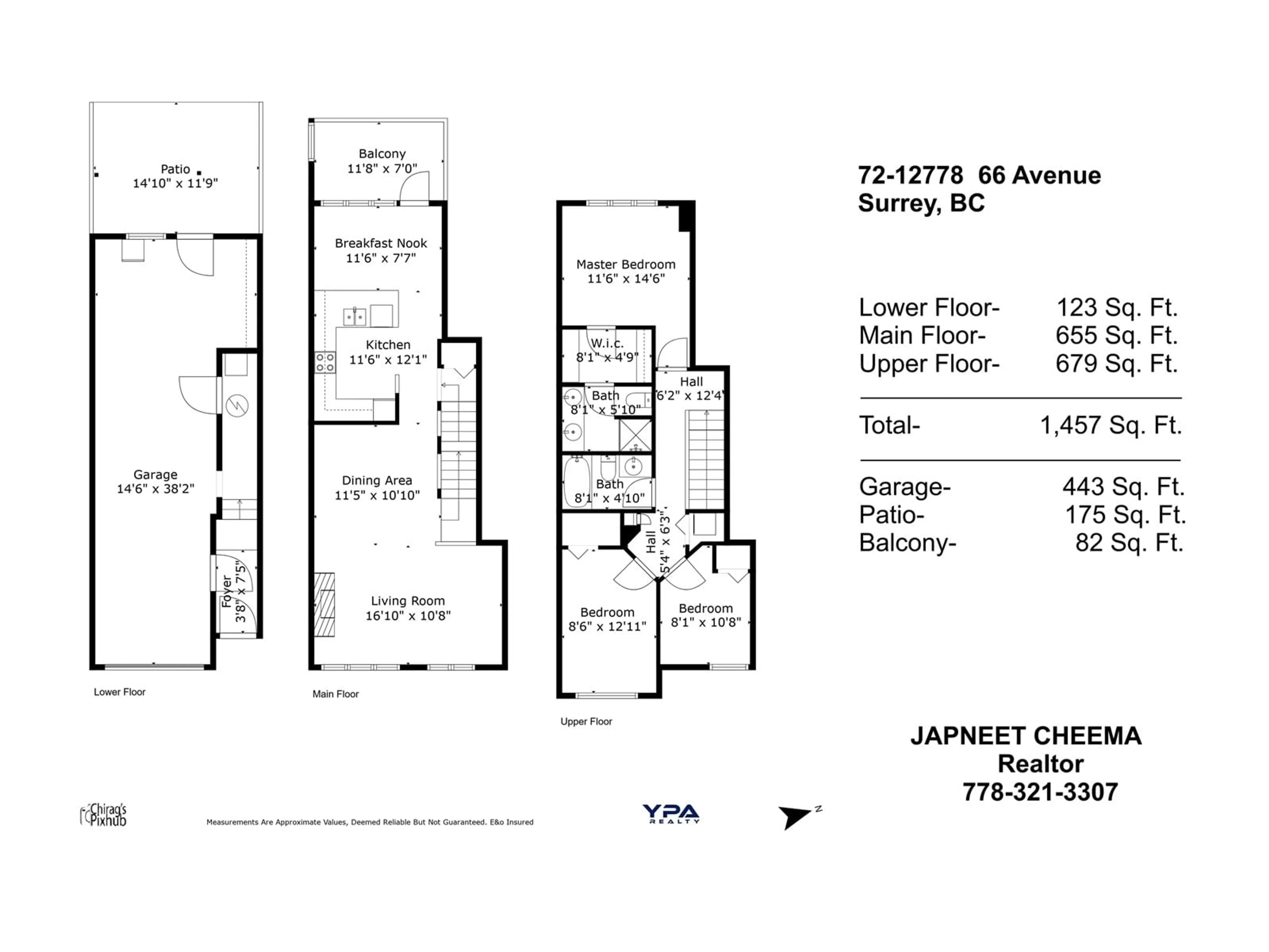Floor plan for 72 - 12778 66, Surrey British Columbia V3W1K9