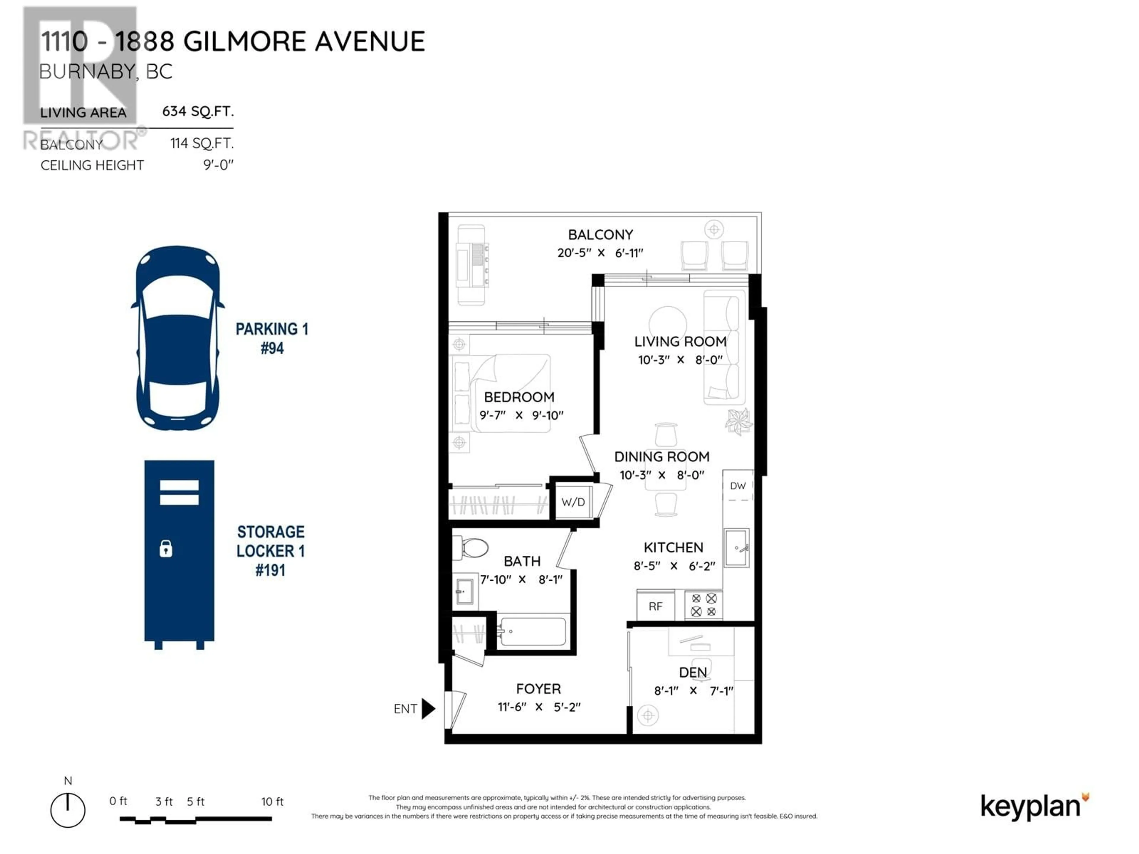 Floor plan for 1110 1888 GILMORE AVENUE, Burnaby British Columbia V5C0L2