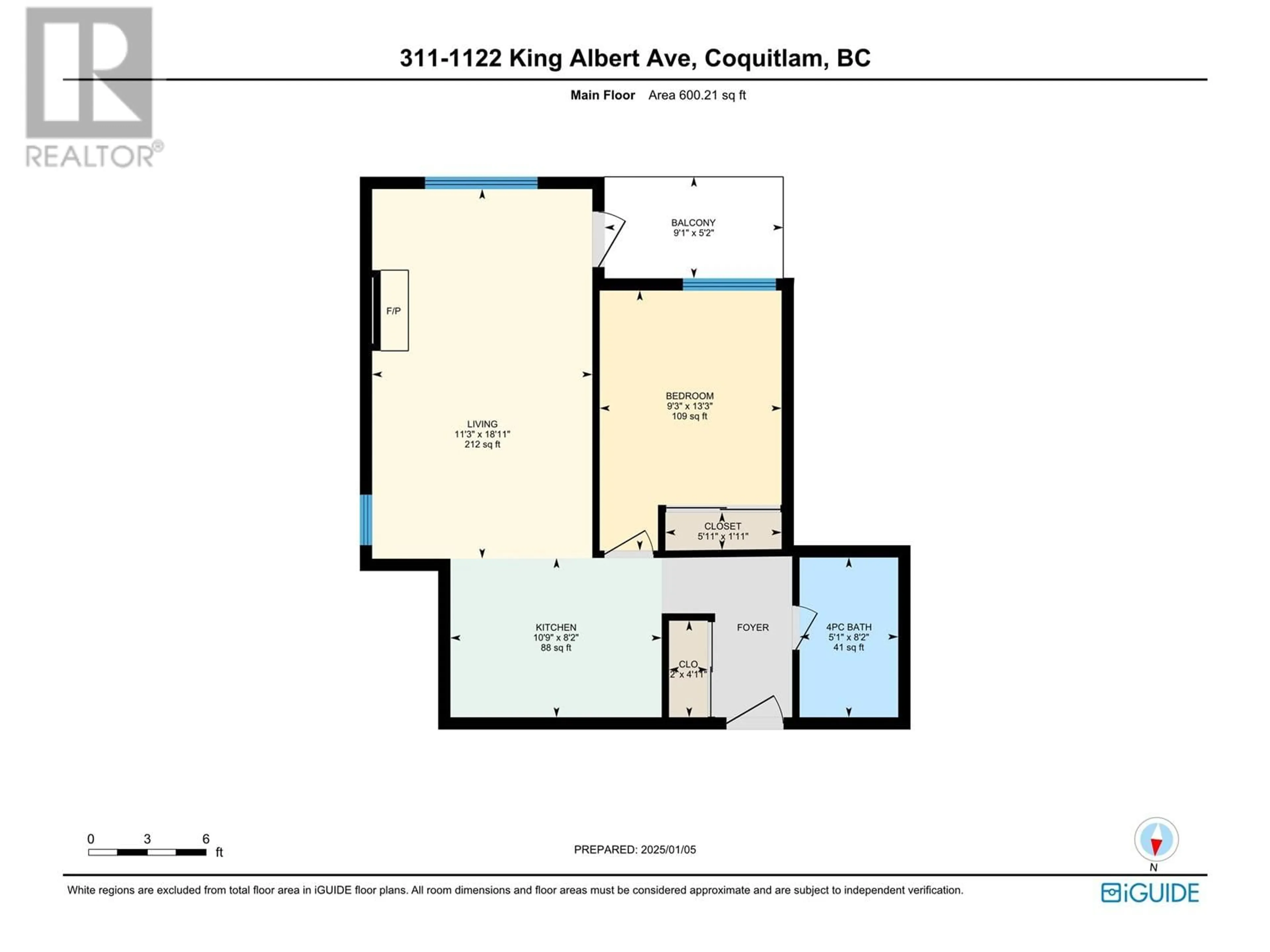 Floor plan for 311 1122 KING ALBERT AVENUE, Coquitlam British Columbia V3J1X7