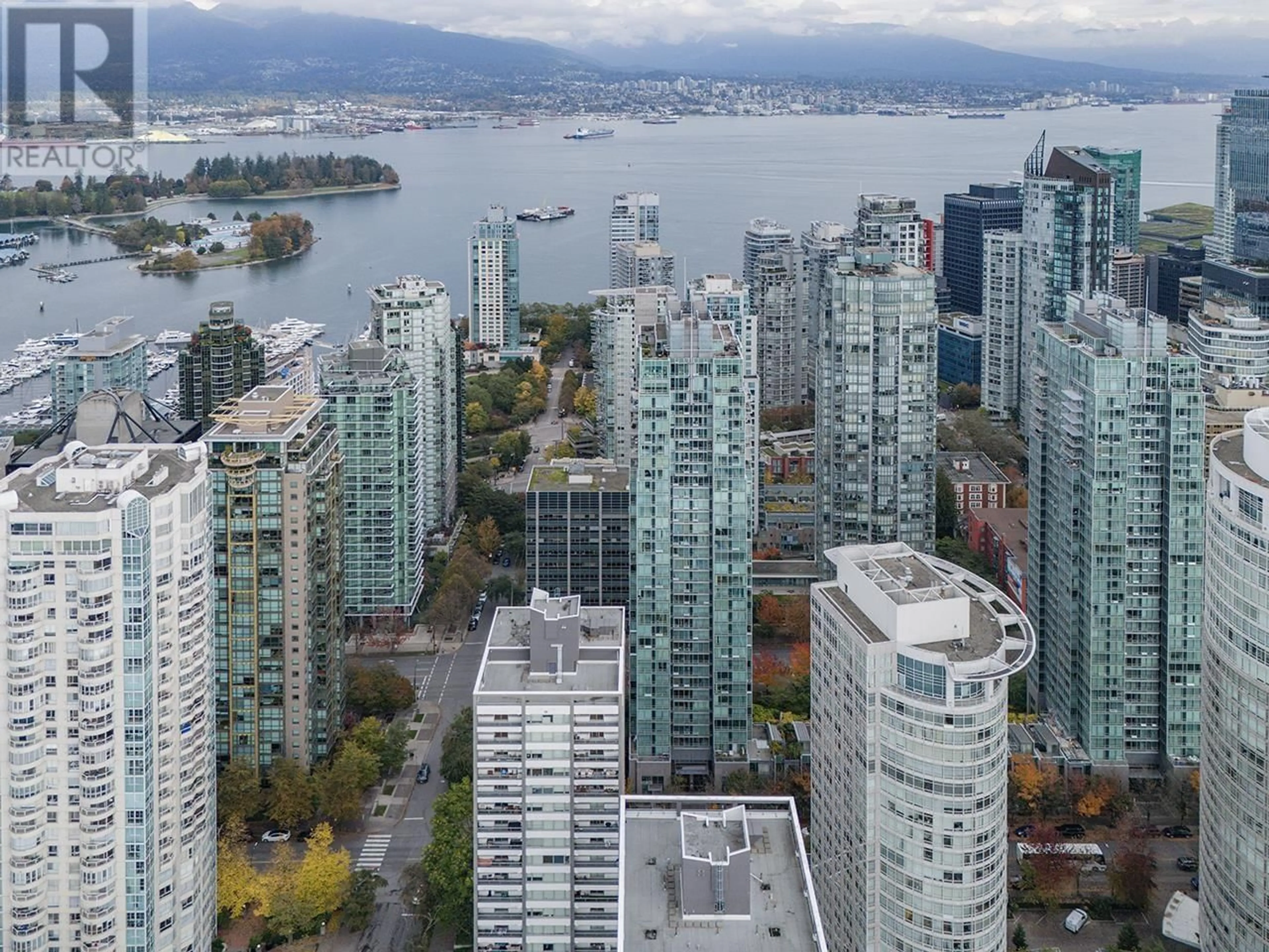 A pic from outside/outdoor area/front of a property/back of a property/a pic from drone, city buildings view from balcony for 3504 1288 WEST GEORGIA STREET, Vancouver British Columbia V6E4R3