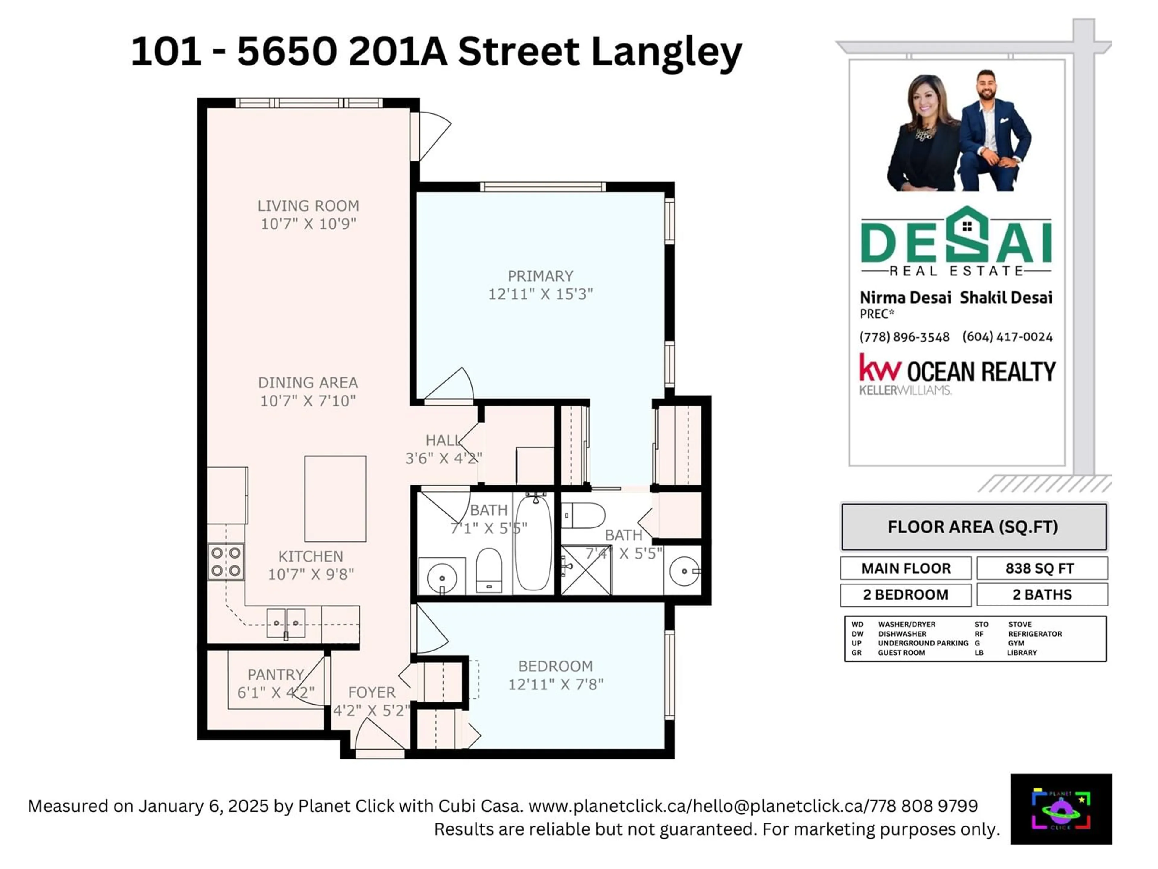 Floor plan for 101 5650 201A STREET, Langley British Columbia V3A4B6