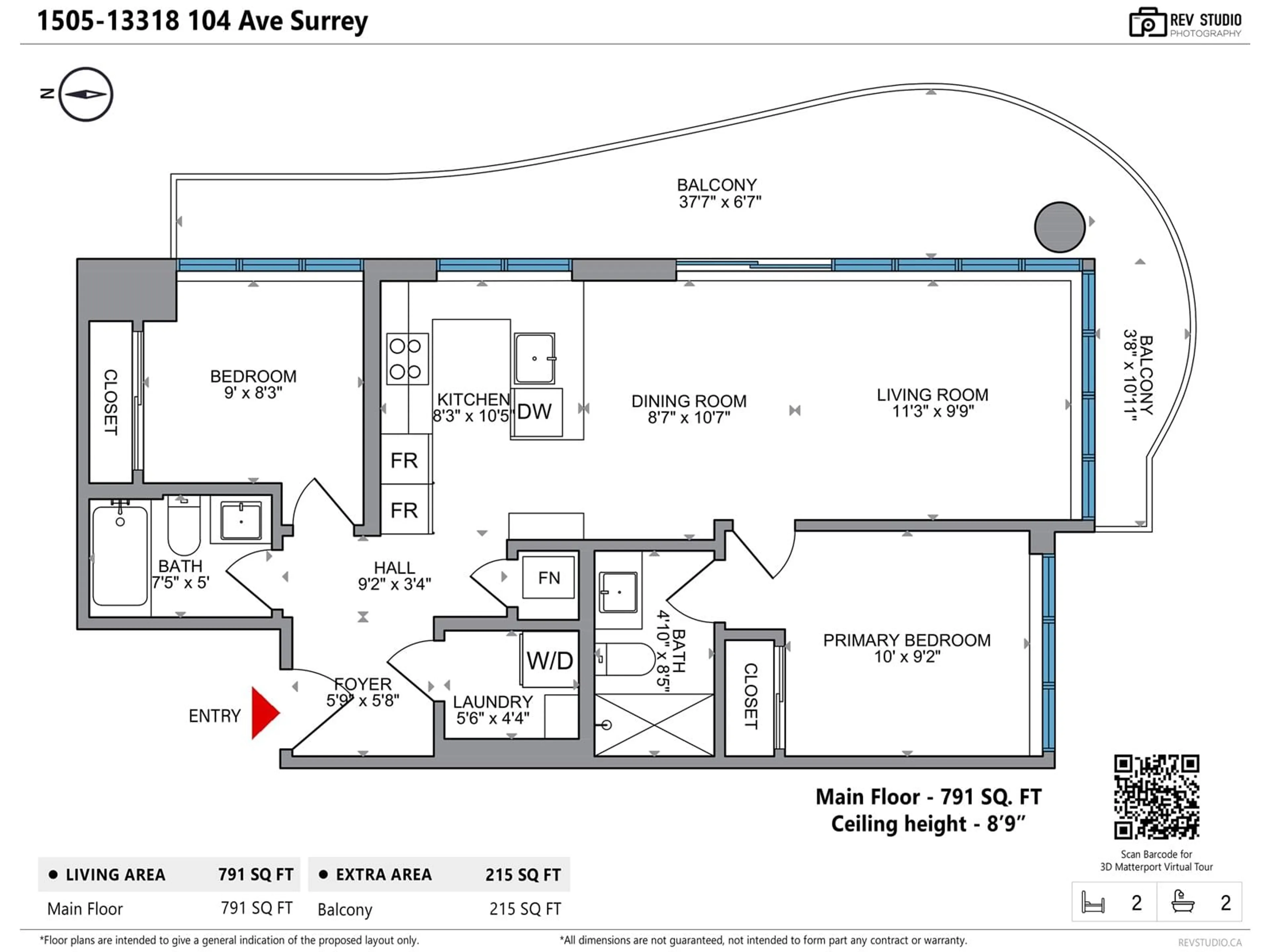 Floor plan for 1505 13318 104 AVENUE, Surrey British Columbia V3T0R2