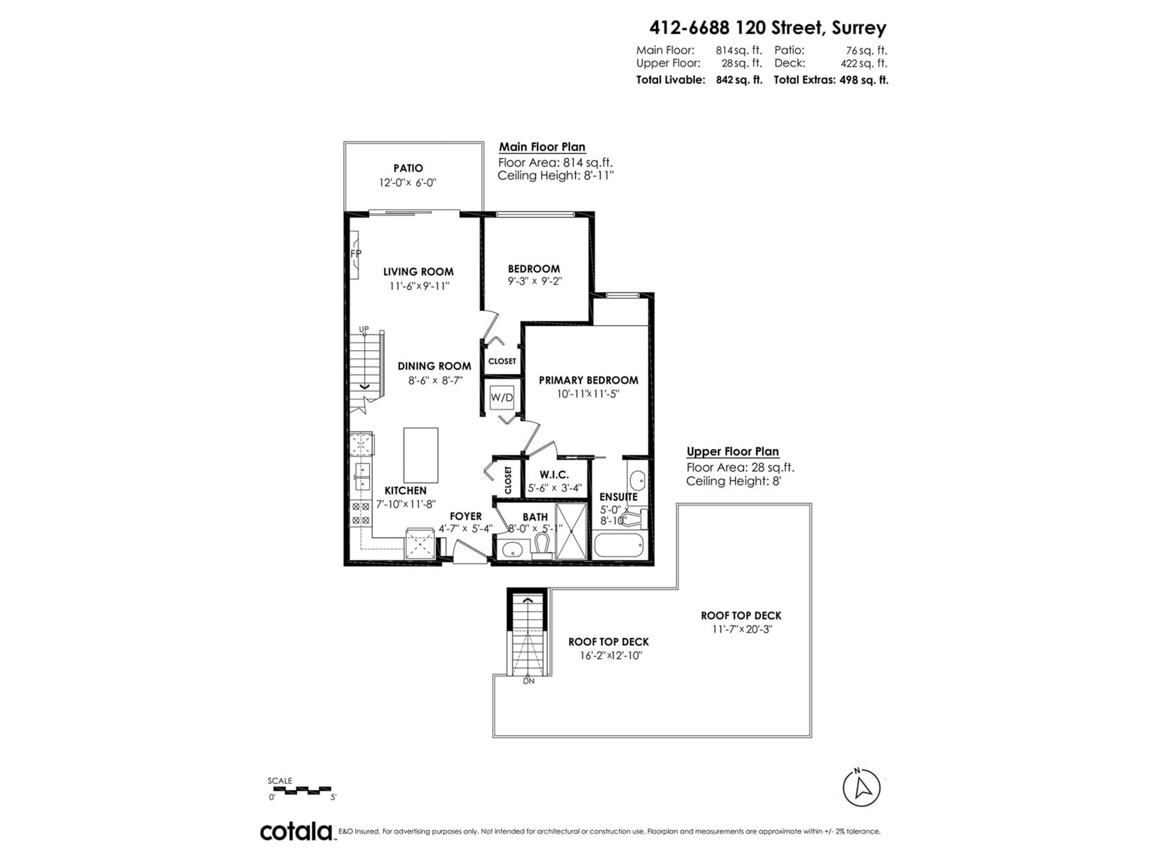 Floor plan for 412 6688 120 STREET, Surrey British Columbia V3W1T8