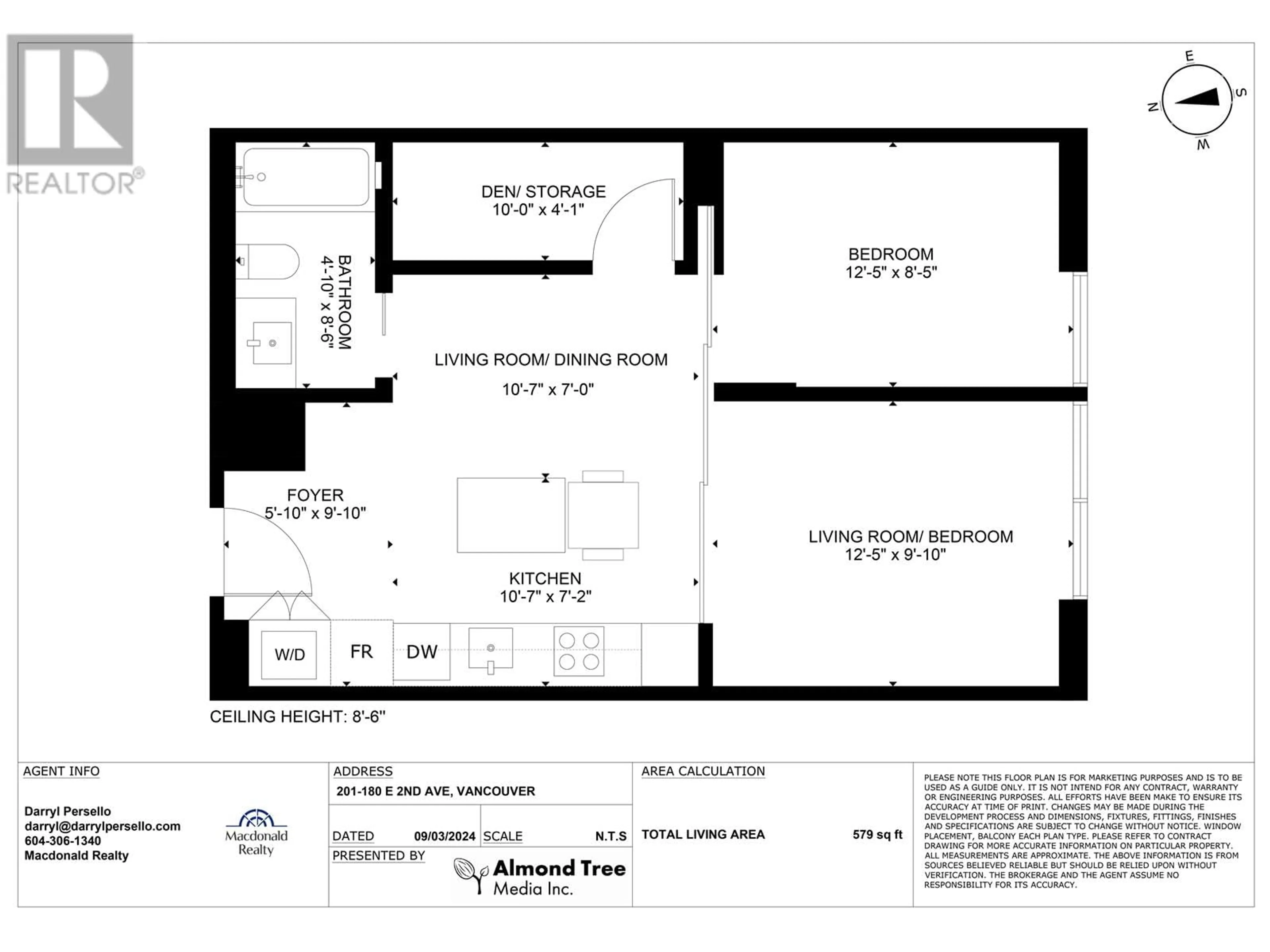 Floor plan for 201 180 E 2ND AVENUE, Vancouver British Columbia V5T0K4