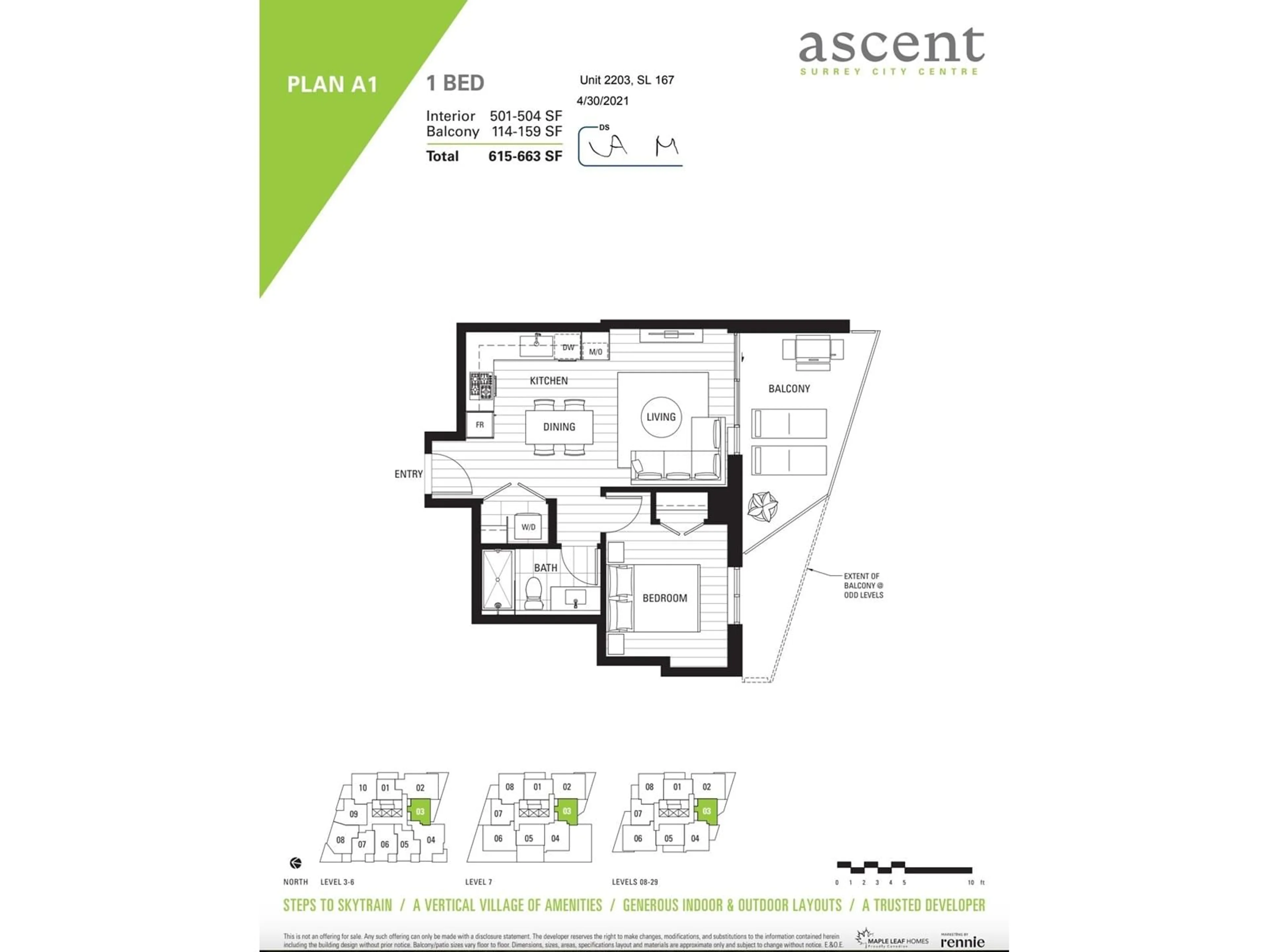 Floor plan for 2203 10428 WHALLEY BOULEVARD, Surrey British Columbia V3T1W6