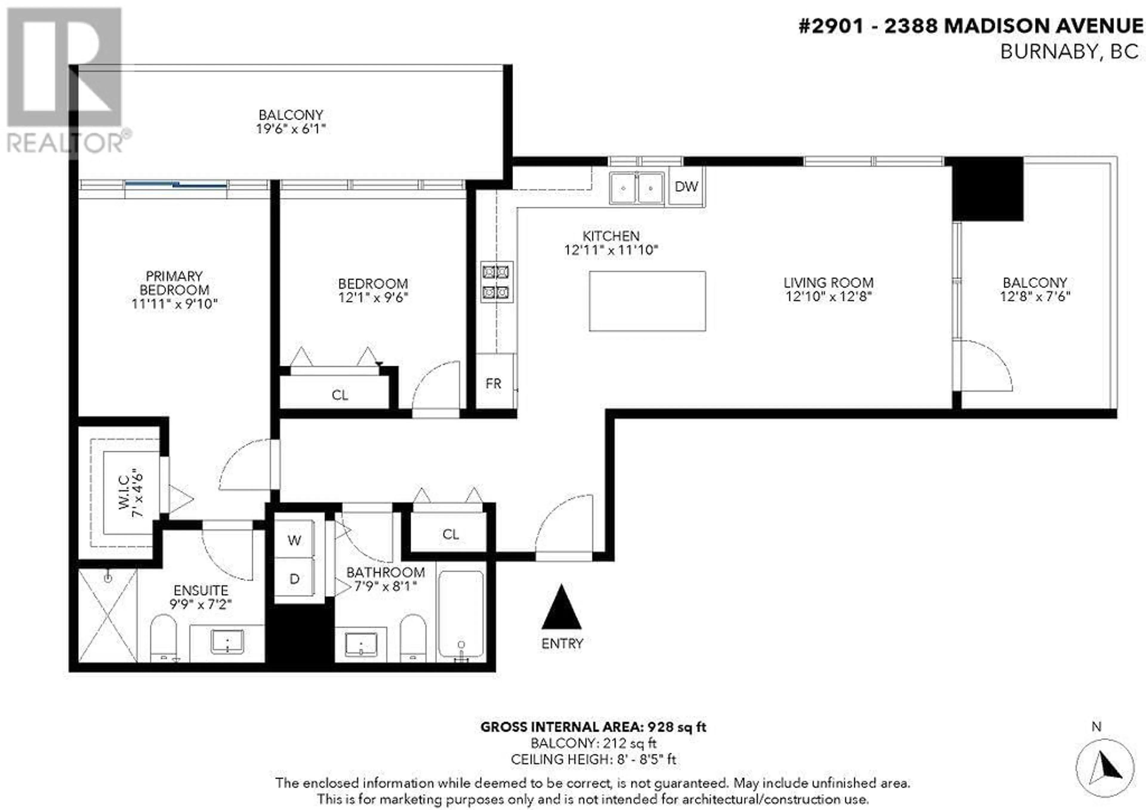 Floor plan for 2901 2388 MADISON AVENUE, Burnaby British Columbia V5C0K8