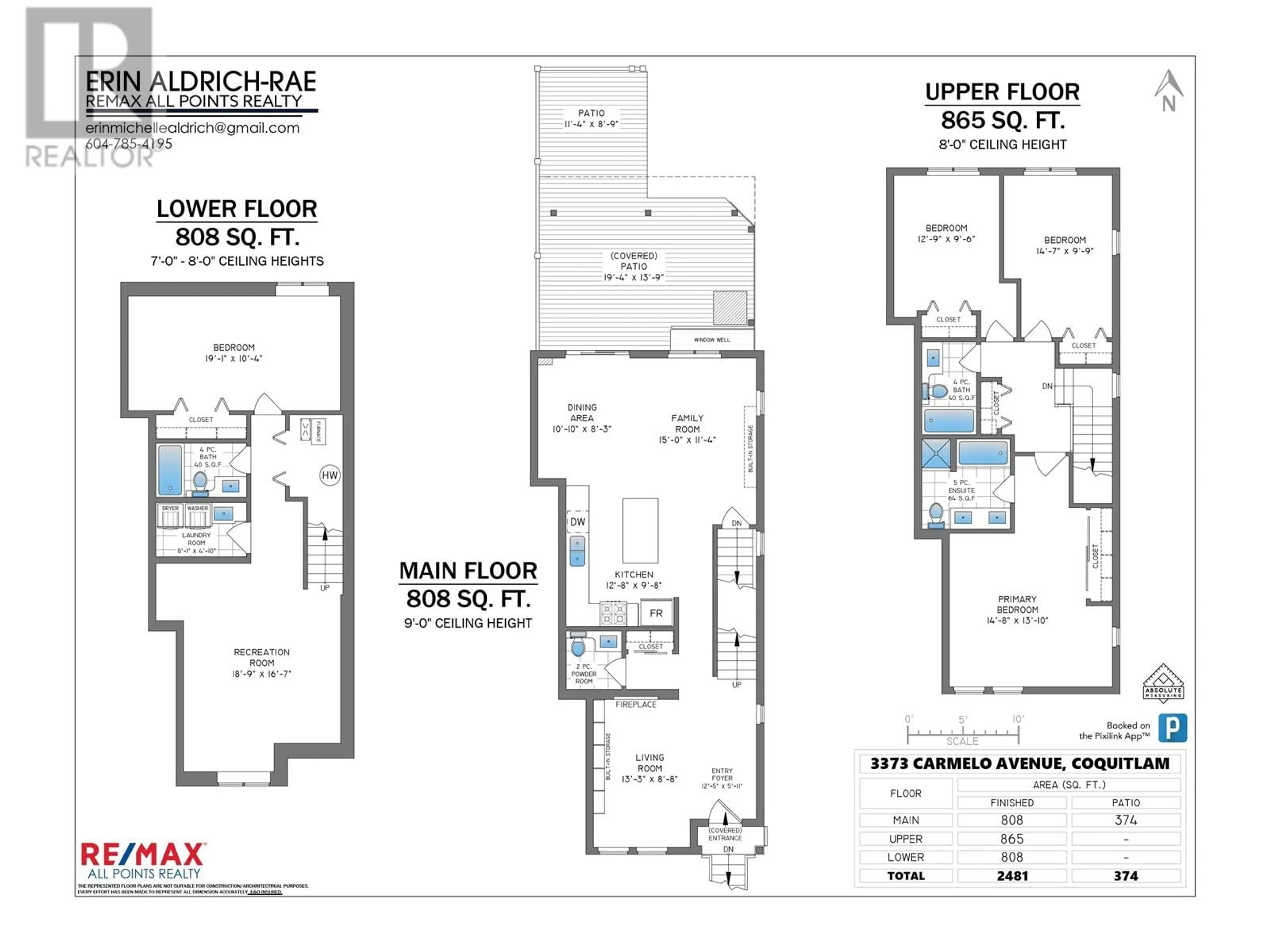 Floor plan for 3373 CARMELO AVENUE, Coquitlam British Columbia V3B7M9