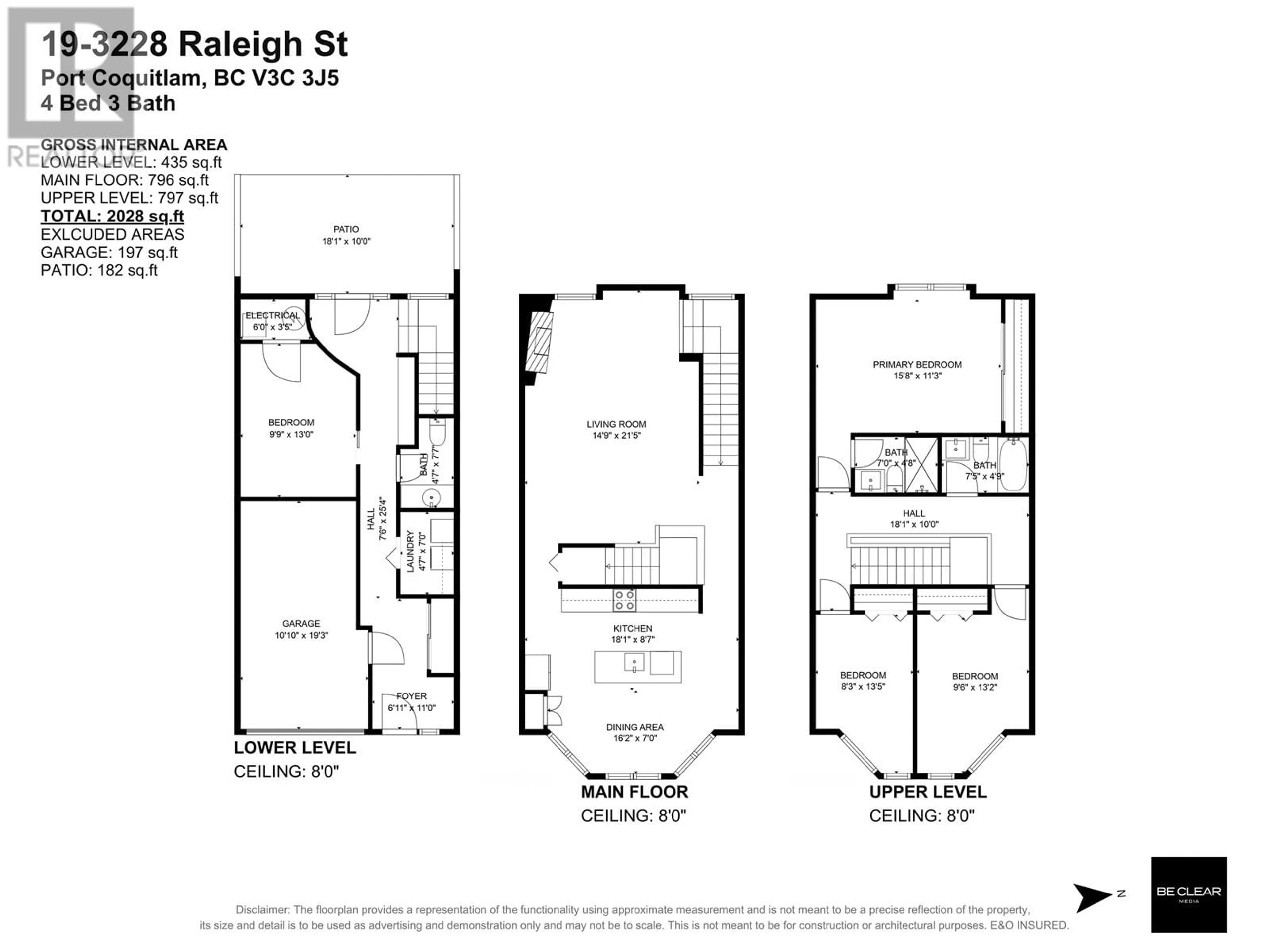 Floor plan for 19 3228 RALEIGH STREET, Port Coquitlam British Columbia V3C3J5