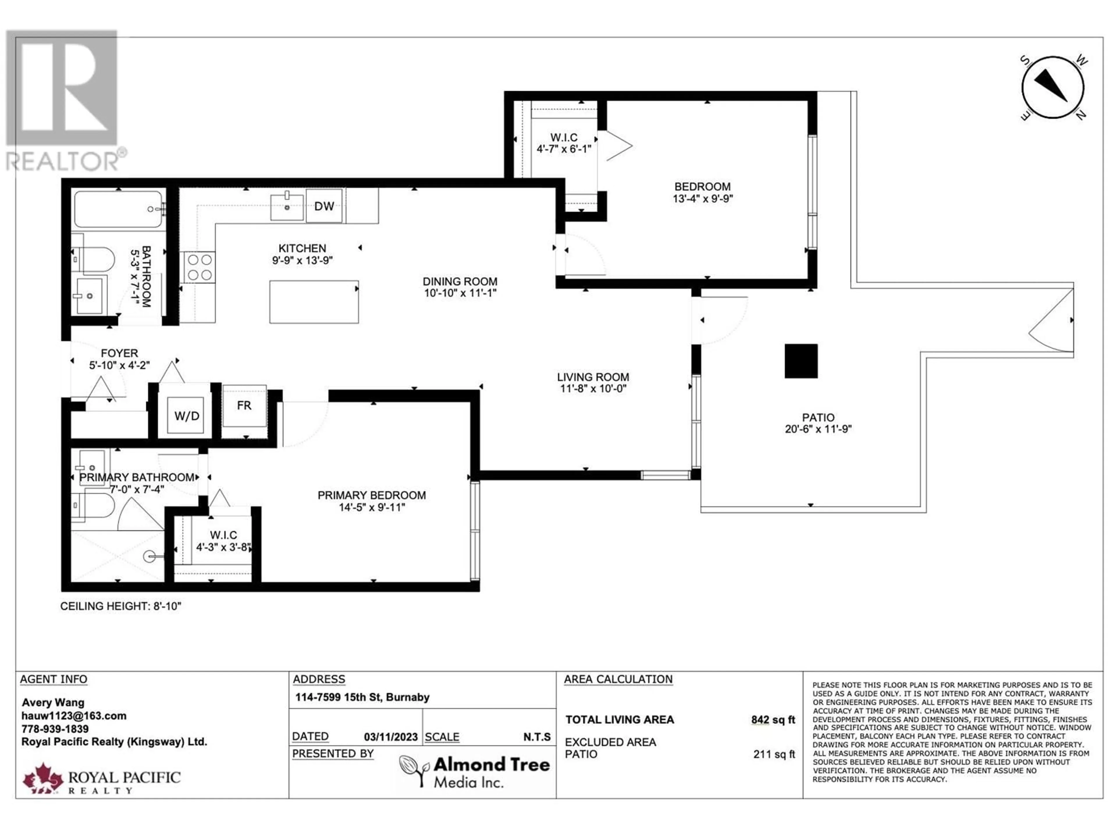 Floor plan for 114 7599 15TH STREET, Burnaby British Columbia V3N0H9