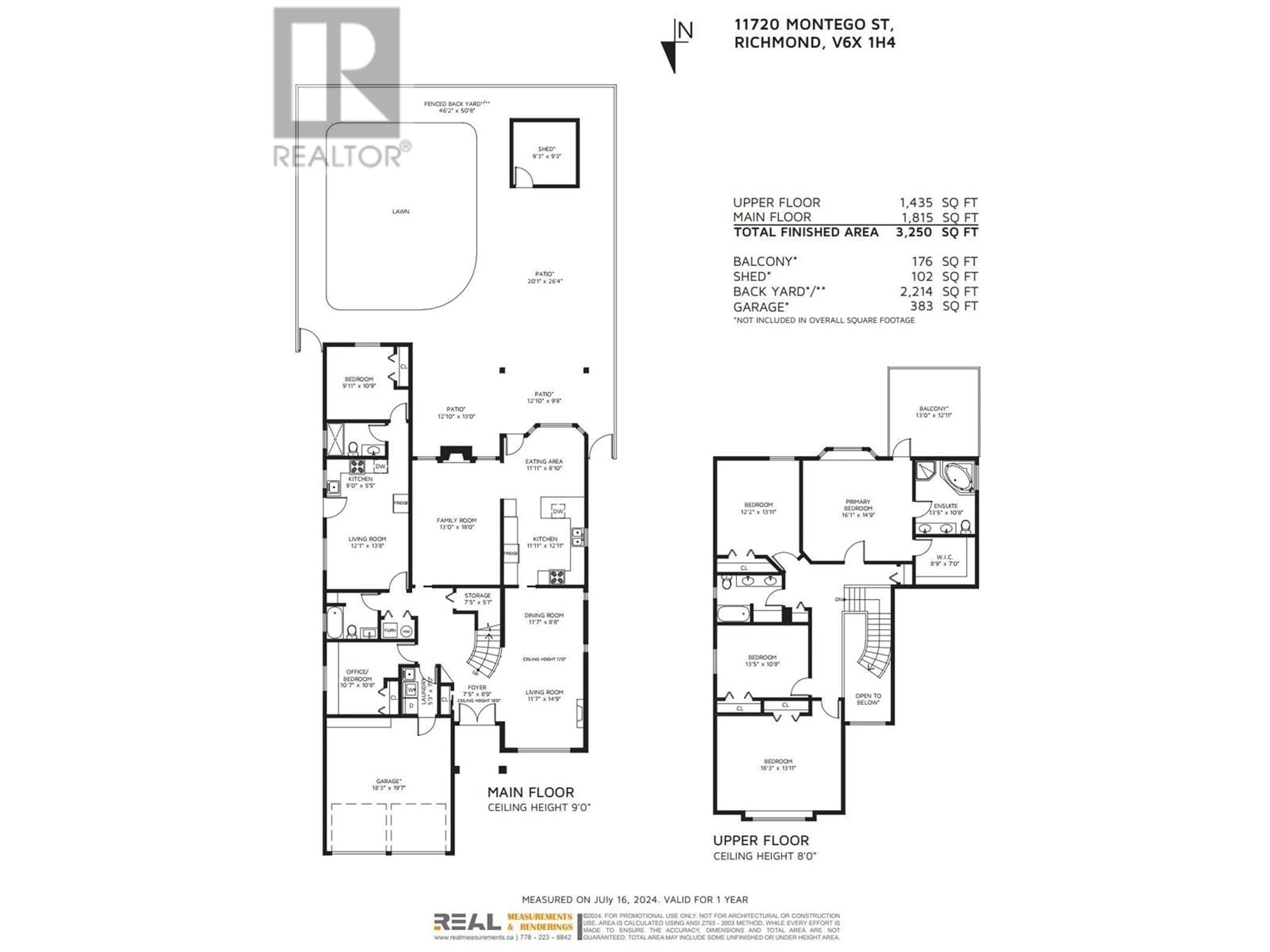 Floor plan for 11720 MONTEGO STREET, Richmond British Columbia V6X1H4