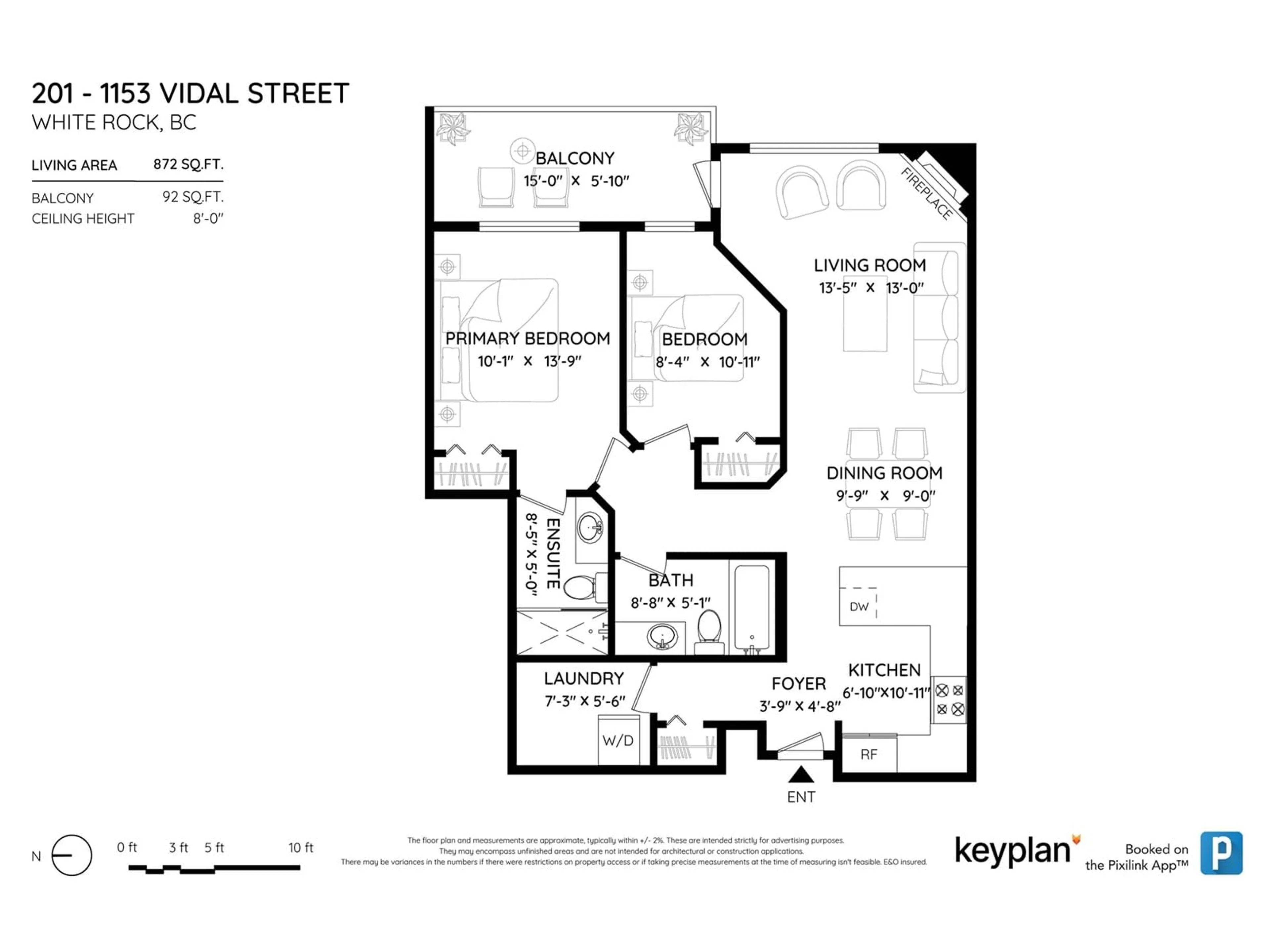 Floor plan for 201 1153 VIDAL STREET, White Rock British Columbia V4B3T4