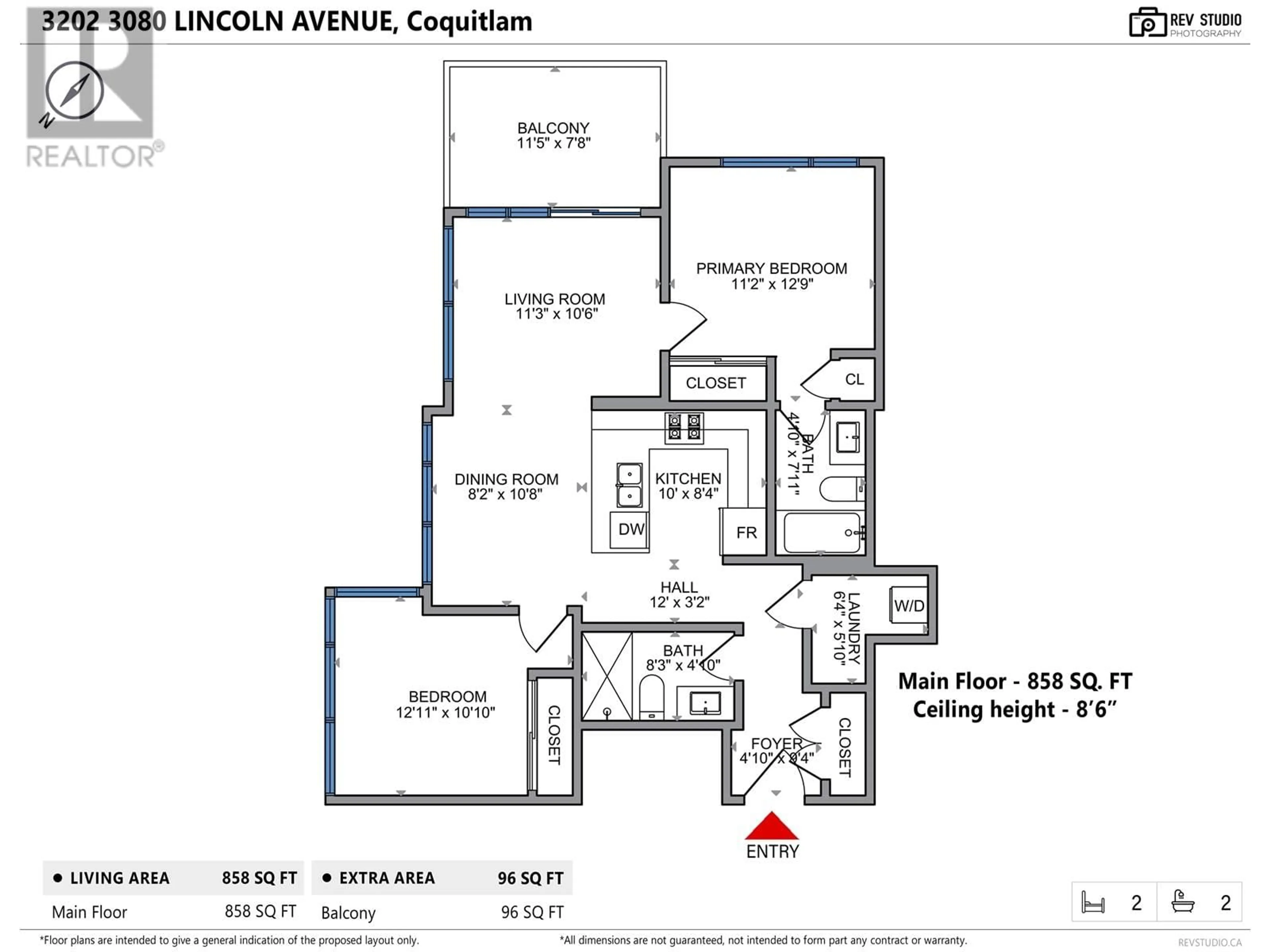 Floor plan for 3202 3080 LINCOLN AVENUE, Coquitlam British Columbia V3B0L9