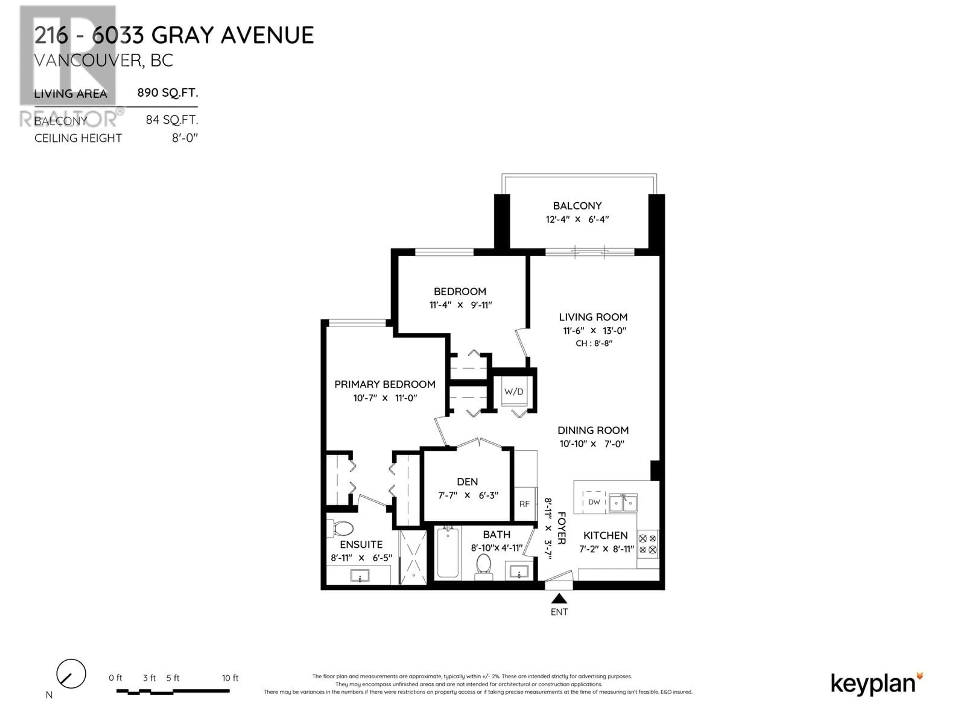 Floor plan for 216 6033 GRAY AVENUE, Vancouver British Columbia V6S0G3