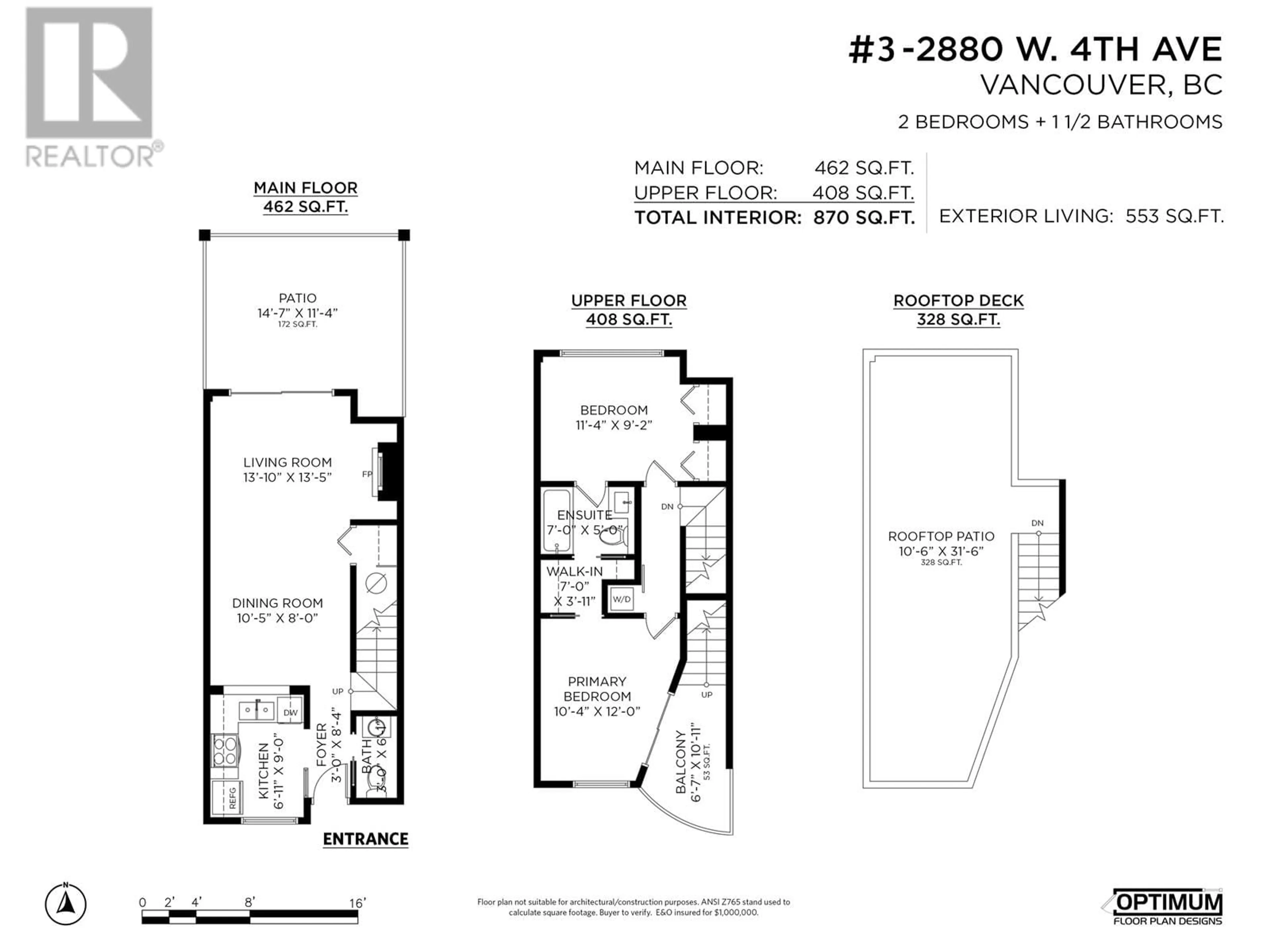 Floor plan for 3 - 2880 4TH AVENUE, Vancouver British Columbia V6K1R2