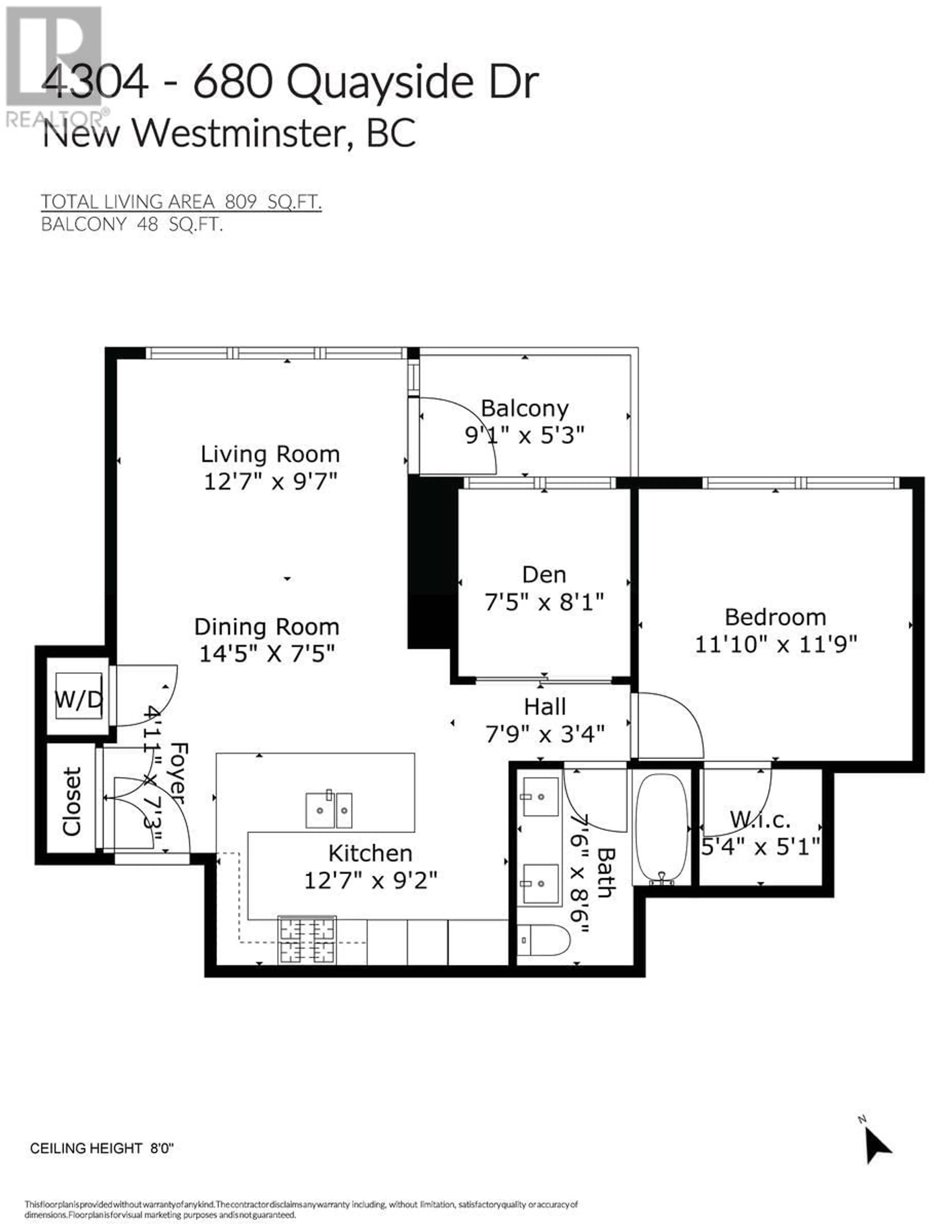 Floor plan for 4304 680 QUAYSIDE DRIVE, New Westminster British Columbia V3M0P2