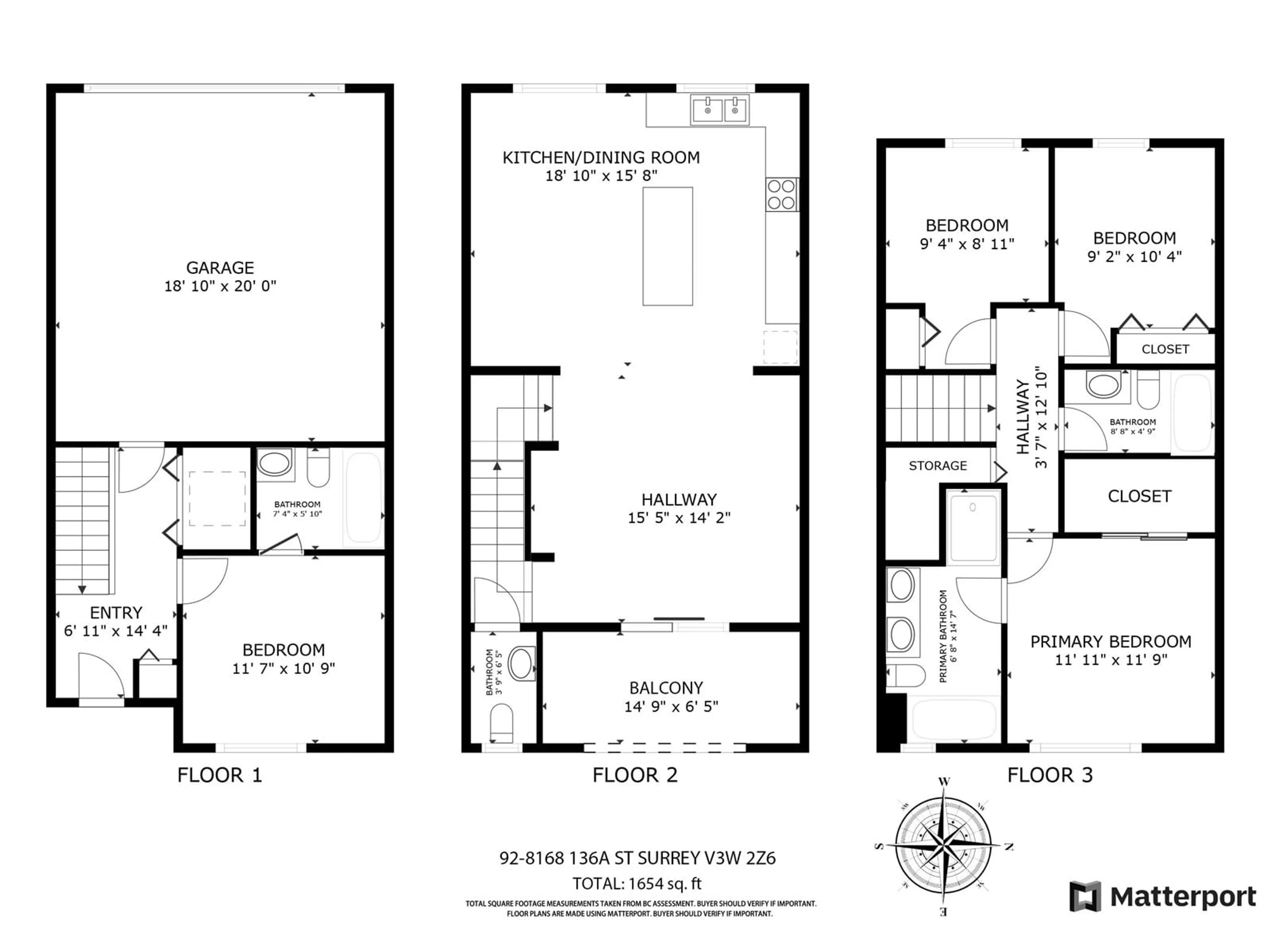 Floor plan for 92 8168 136A, Surrey British Columbia V3W2Z6