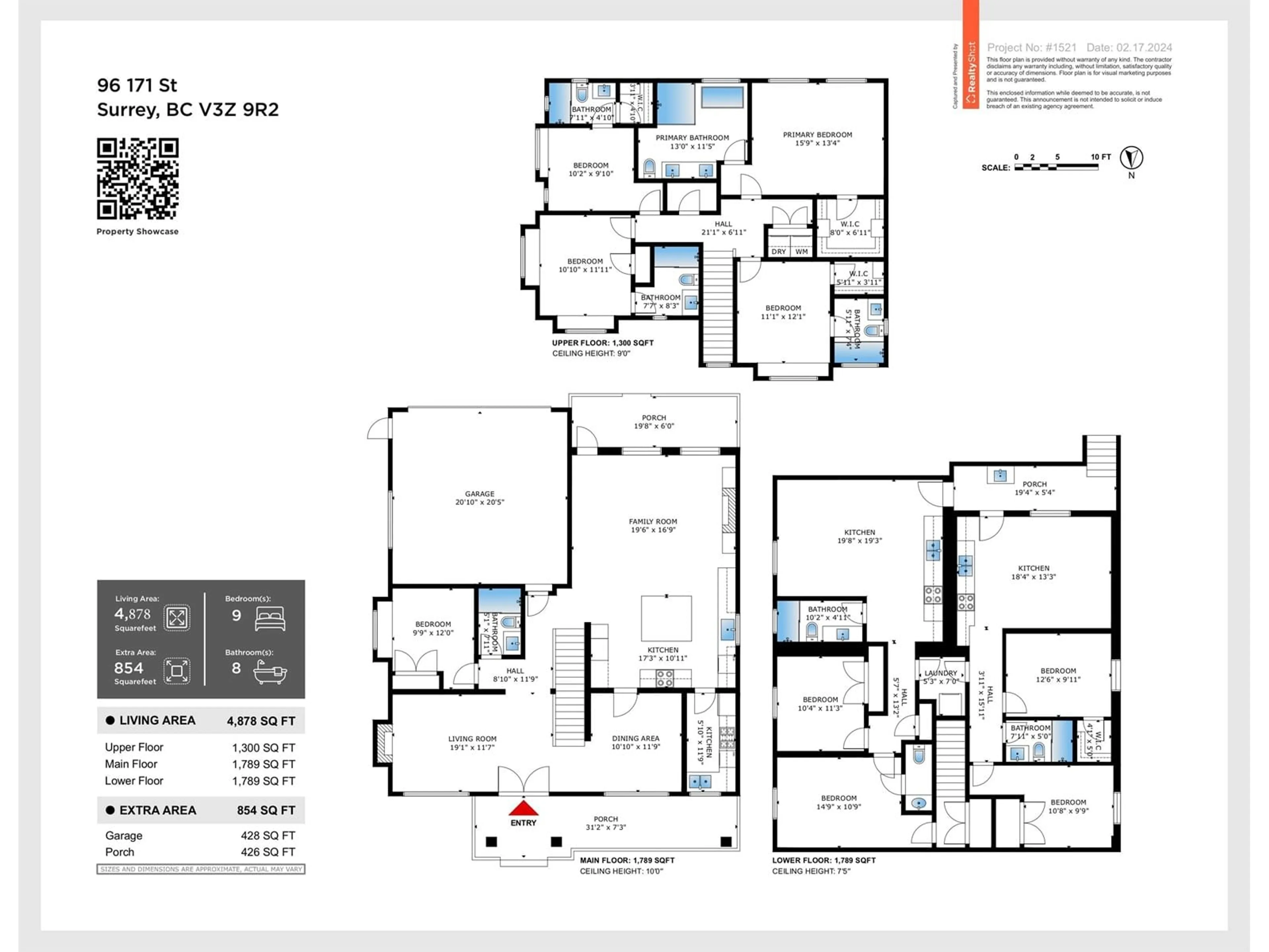 Floor plan for 96 171 STREET, Surrey British Columbia V3Z9P5