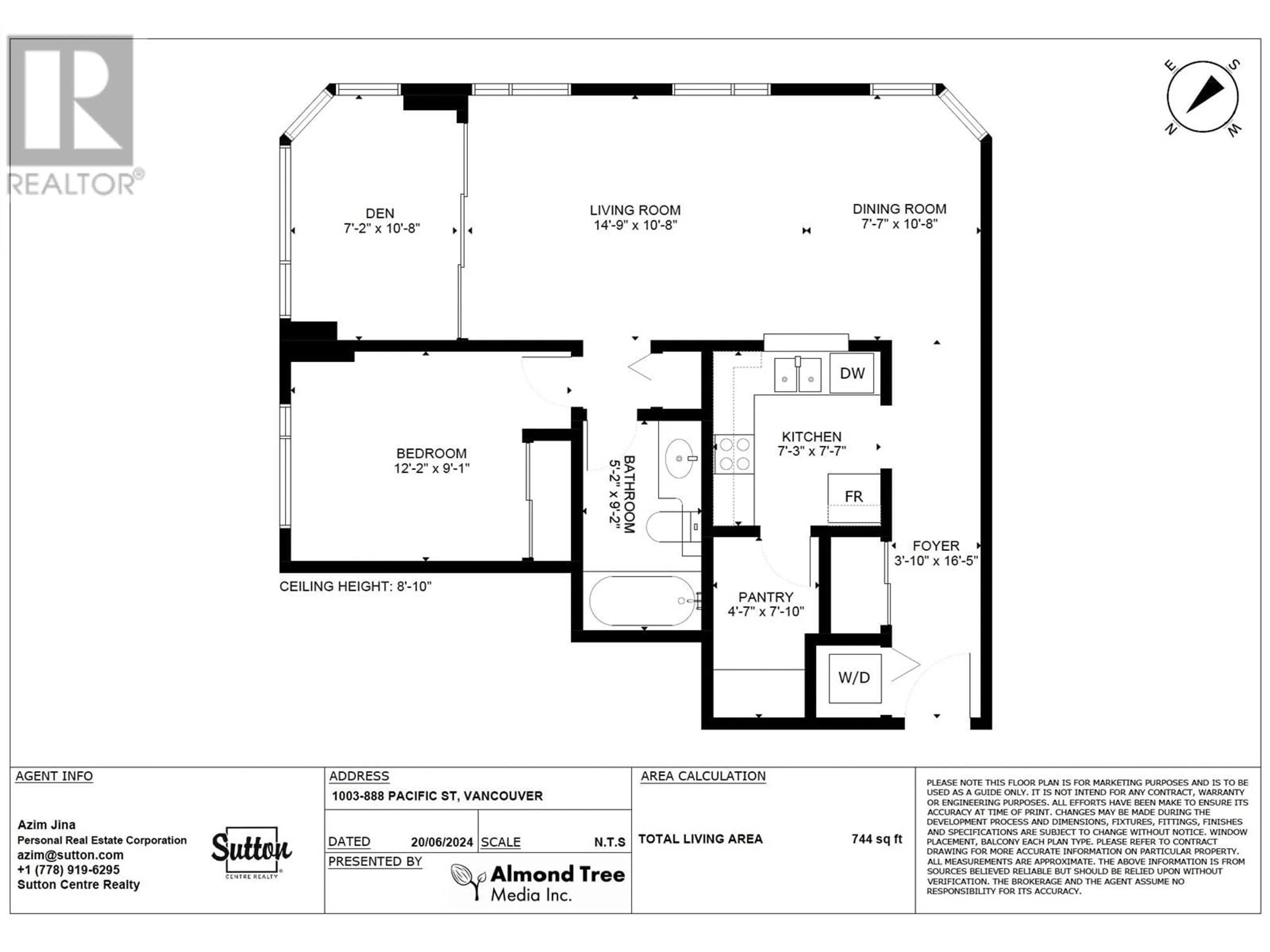 Floor plan for 1003 888 PACIFIC STREET, Vancouver British Columbia V6Z2S6