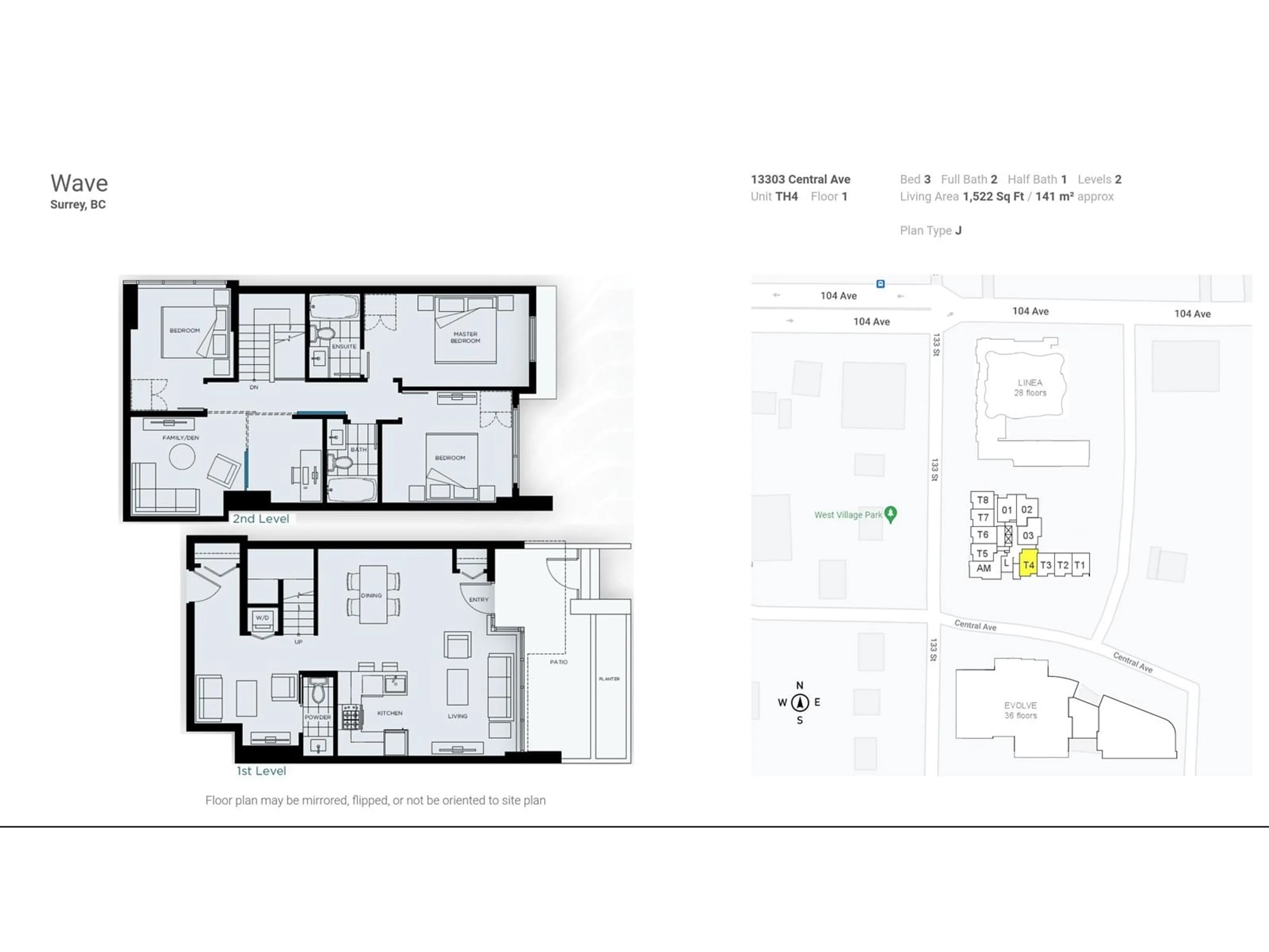 Floor plan for TH4 13303 CENTRAL AVENUE, Surrey British Columbia V3T0K6