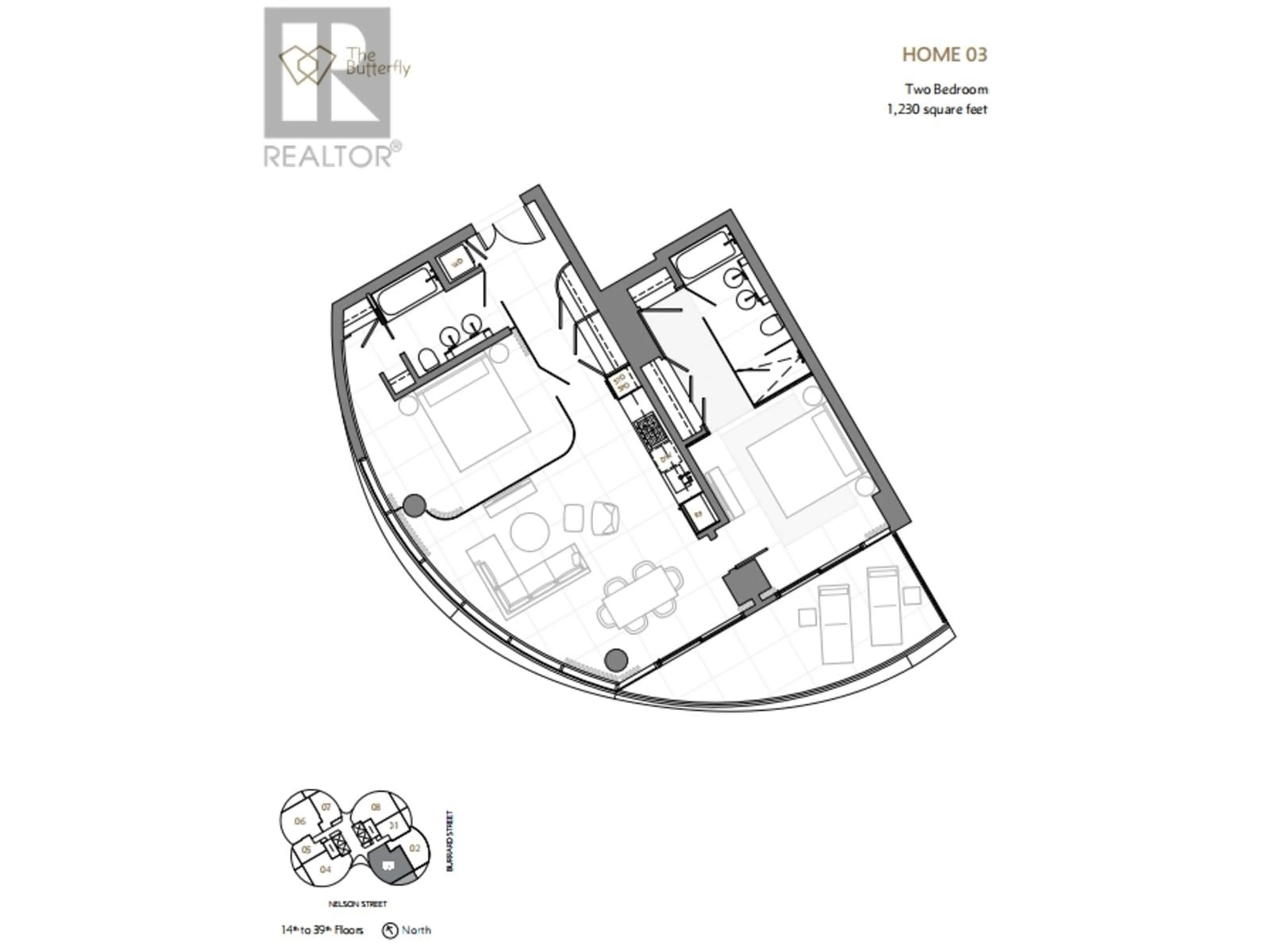 Floor plan for 1703 1033 NELSON STREET, Vancouver British Columbia V6E0E5