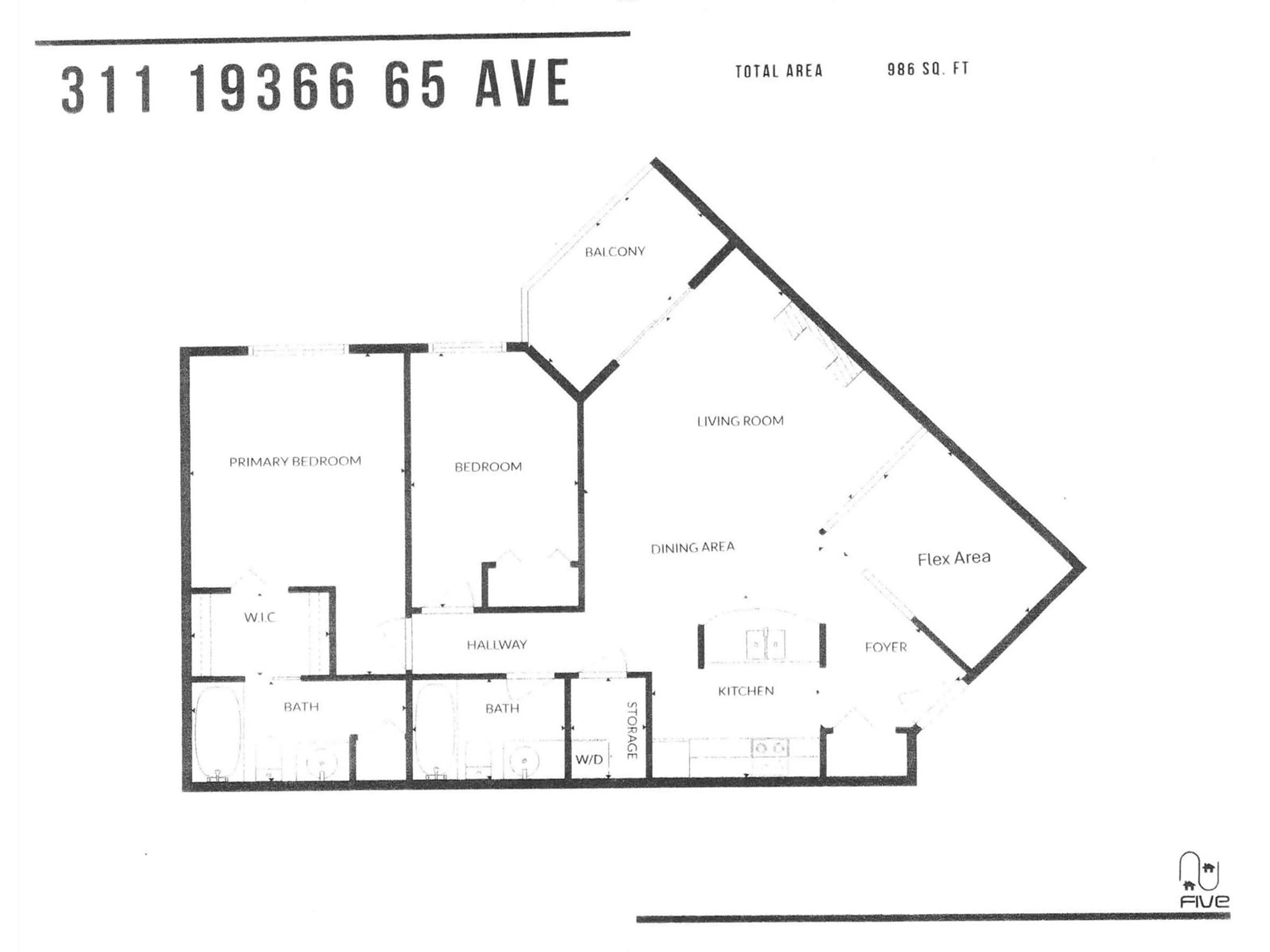 Floor plan for 311 19366 65 STREET, Surrey British Columbia V4N5S1