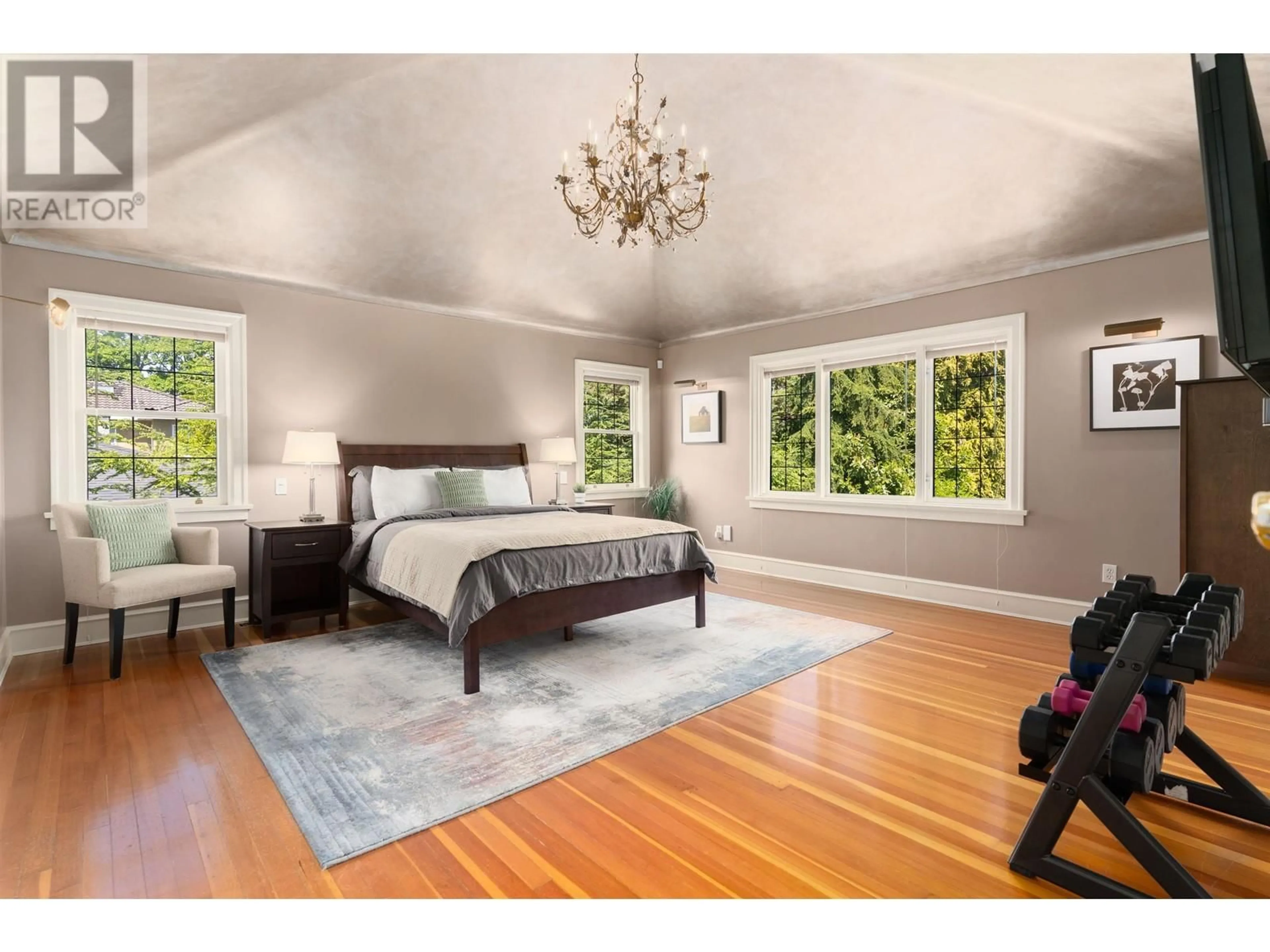 Bedroom with bed, wood/laminate floor for 6361 GRANVILLE STREET, Vancouver British Columbia V6M3E5