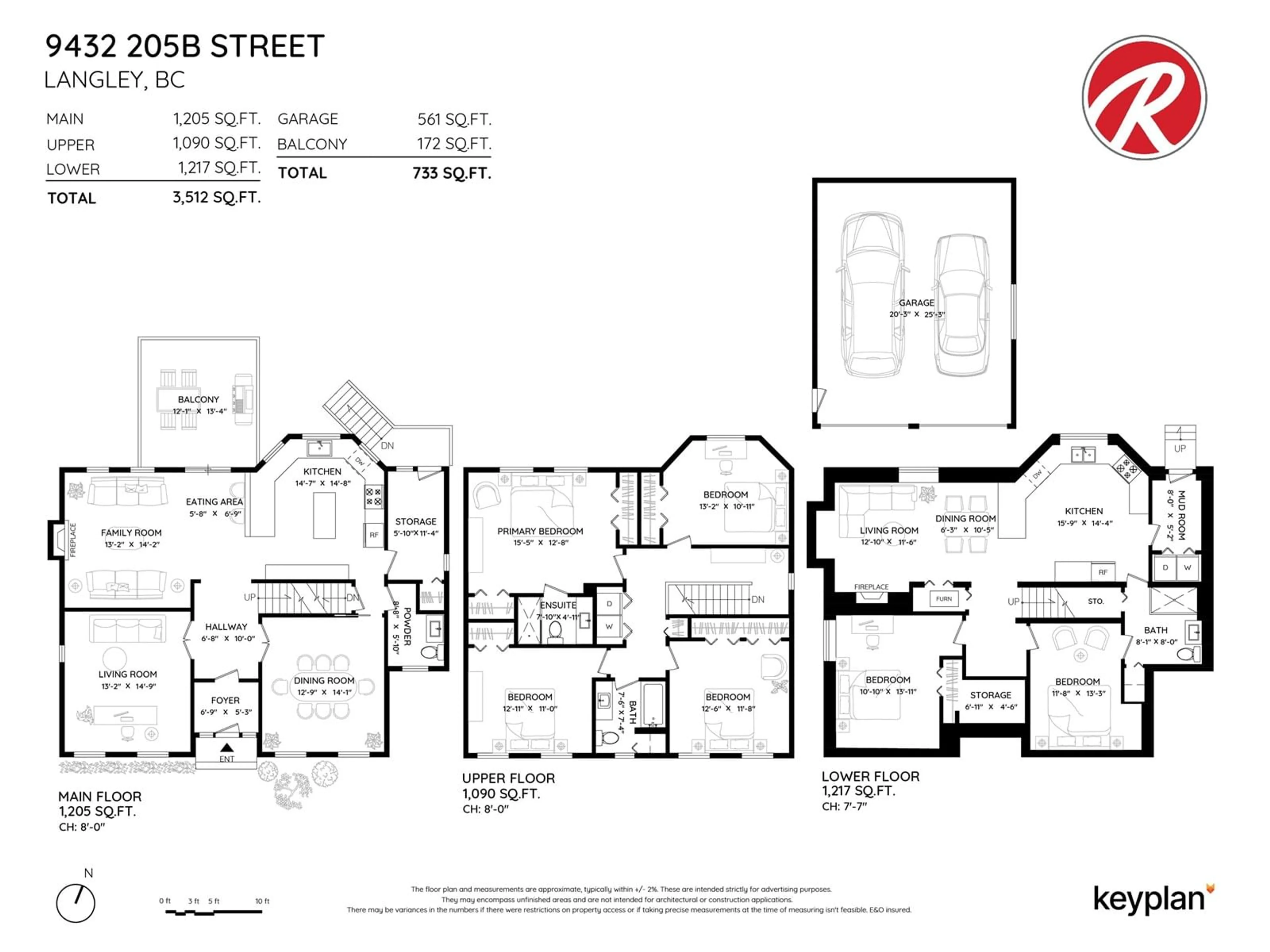 Floor plan for 9432 205B STREET, Langley British Columbia V1M1Z1