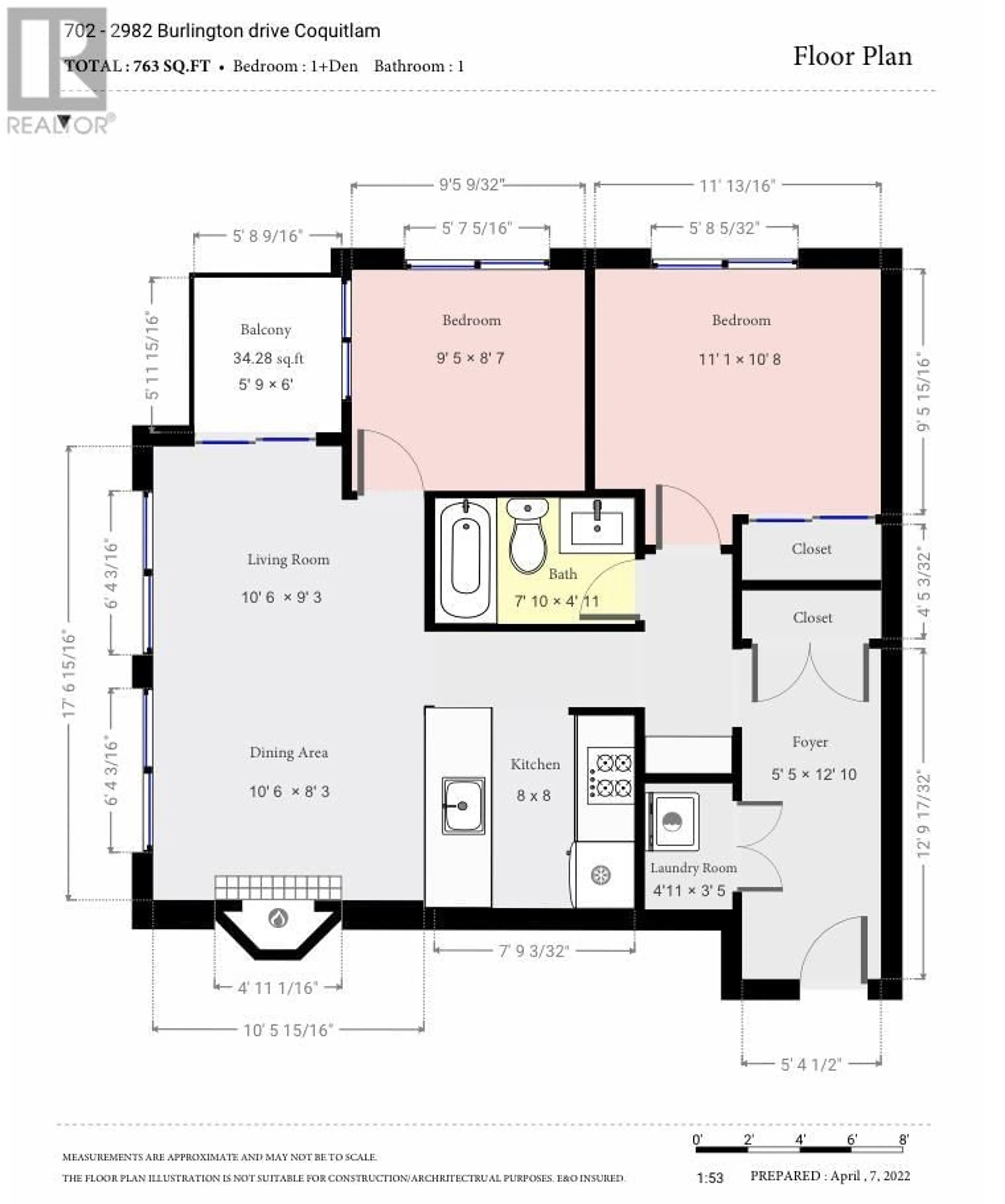 Floor plan for 702 2982 BURLINGTON DRIVE, Coquitlam British Columbia V3B0B3