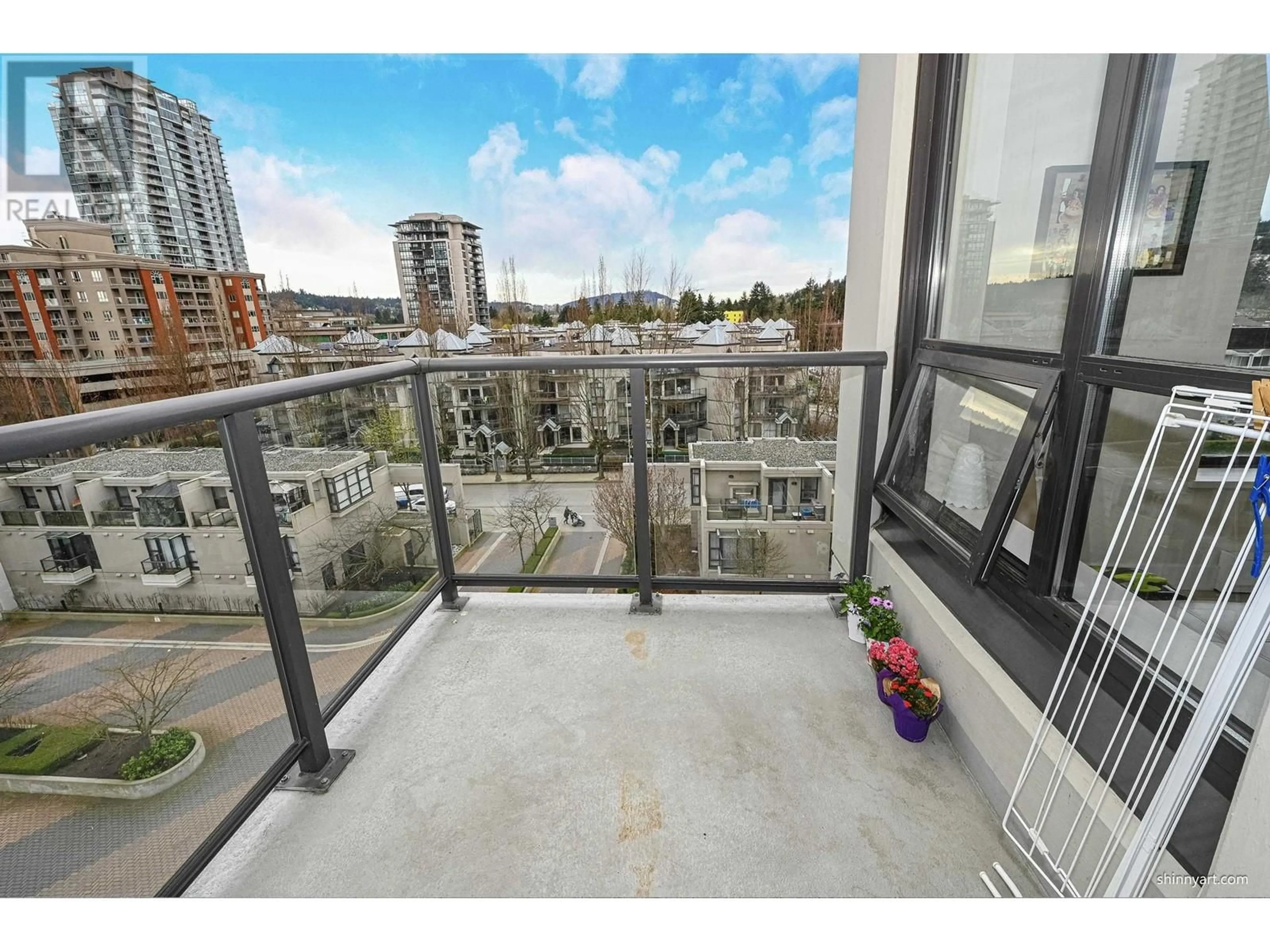 Balcony in the apartment, city buildings view from balcony for 702 2982 BURLINGTON DRIVE, Coquitlam British Columbia V3B0B3