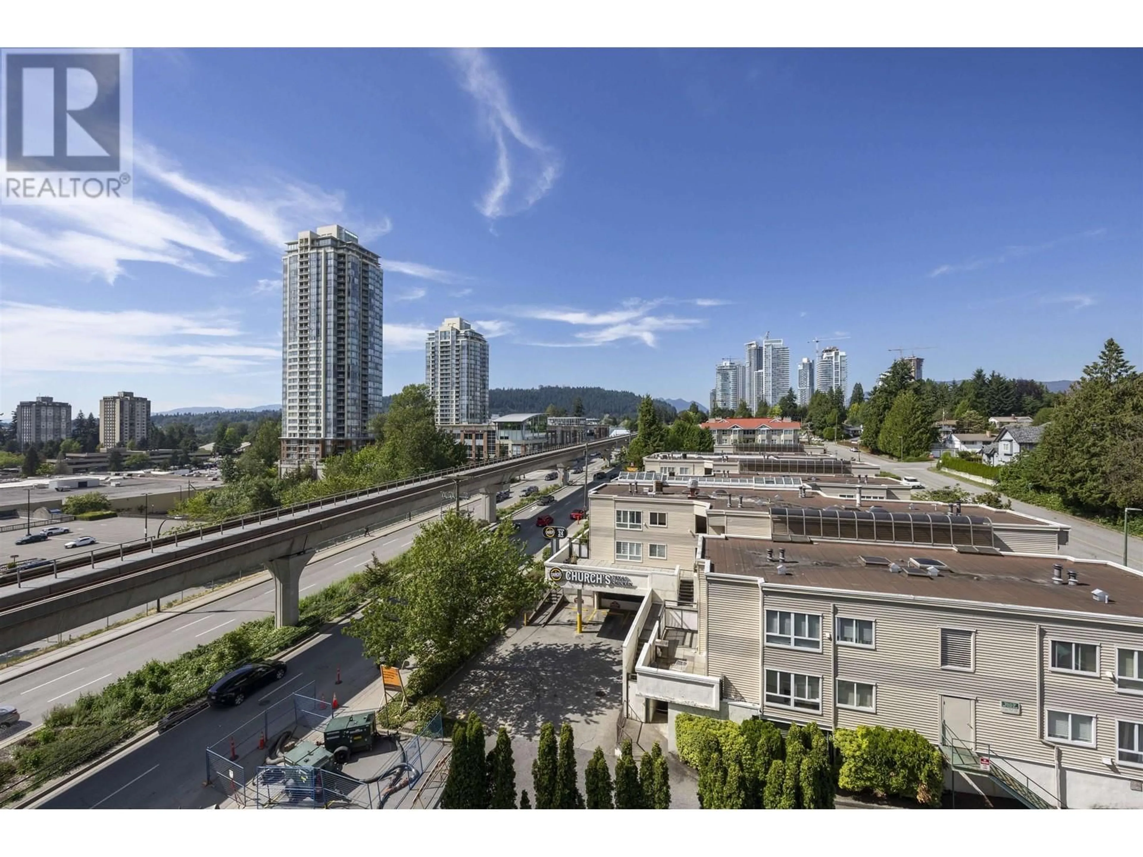 A pic from outside/outdoor area/front of a property/back of a property/a pic from drone, city buildings view from balcony for 602 530 WHITING WAY, Coquitlam British Columbia V3J0J4