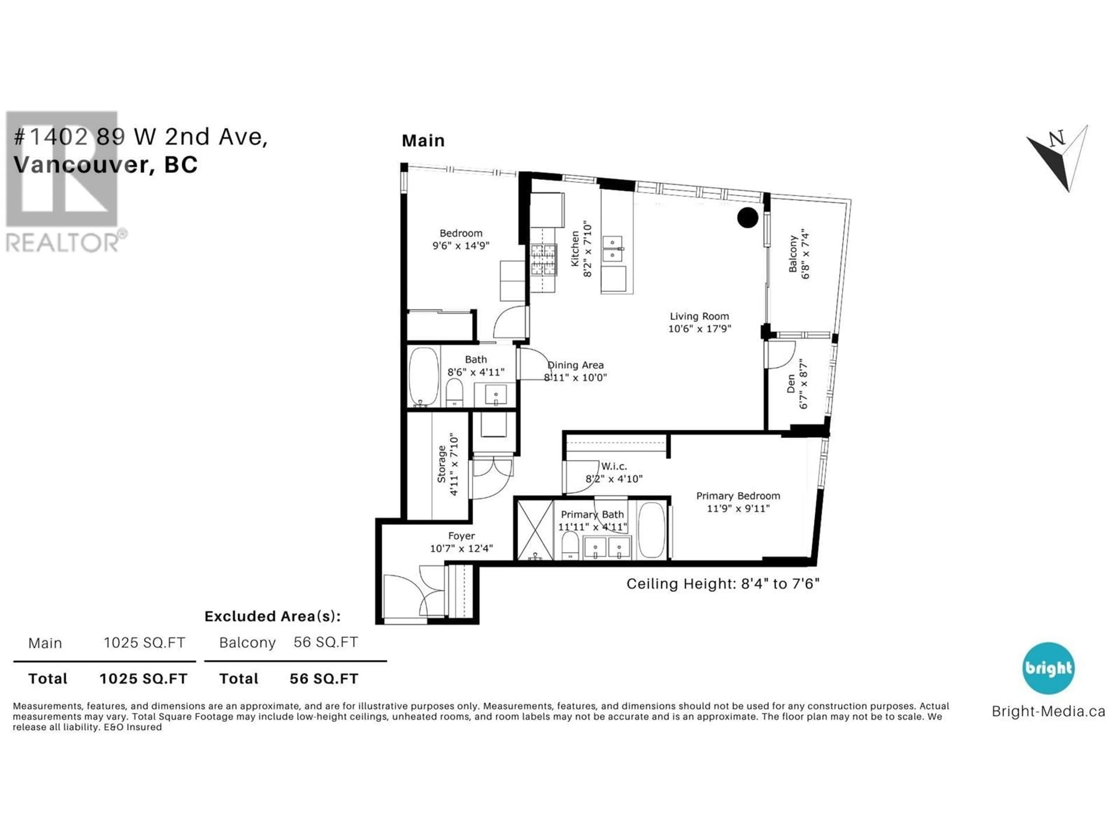 Floor plan for 1402 - 89 2ND AVENUE, Vancouver British Columbia V5Y0G9