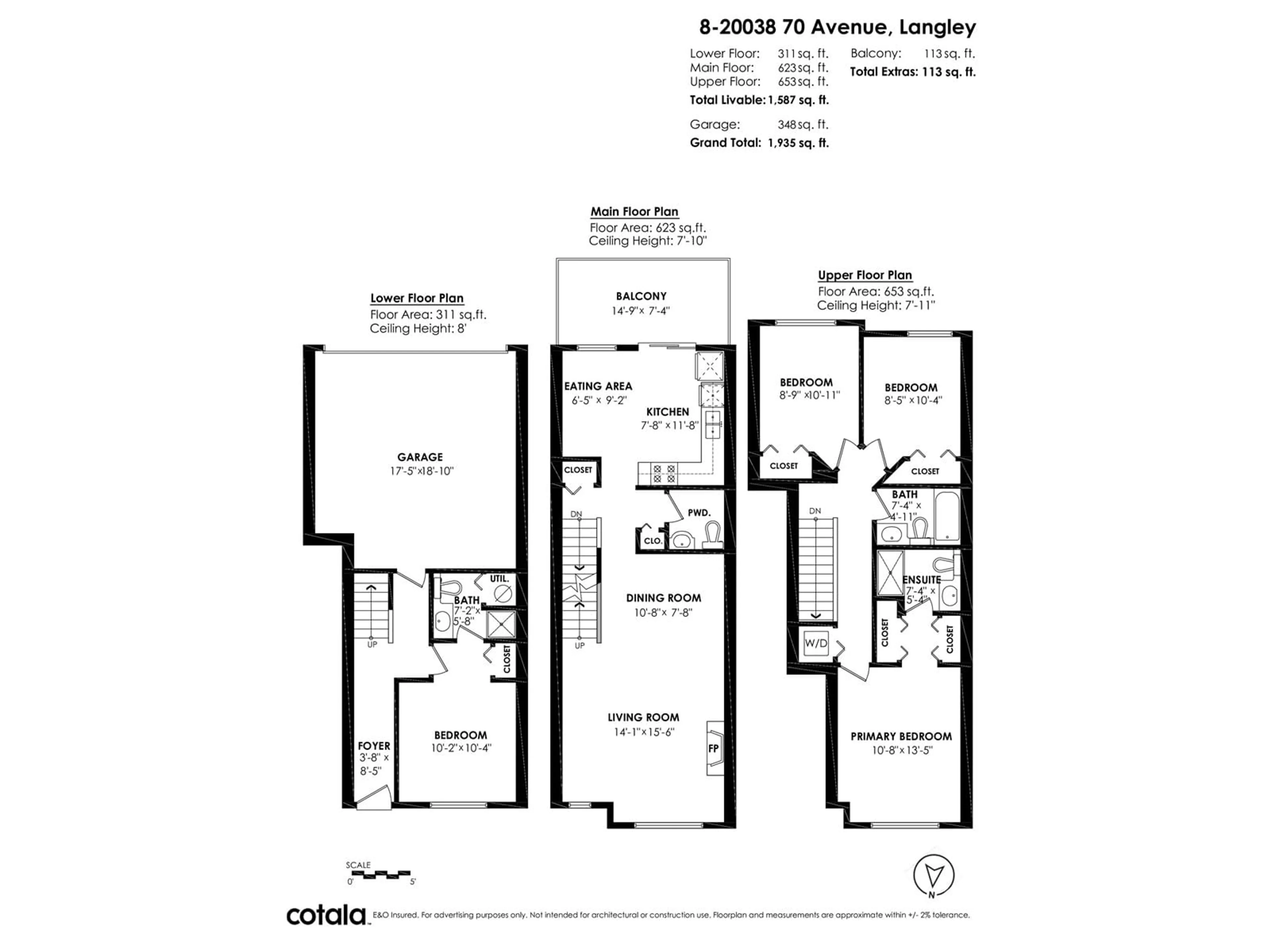 Floor plan for 8 20038 70 AVENUE, Langley British Columbia V2Y0B4