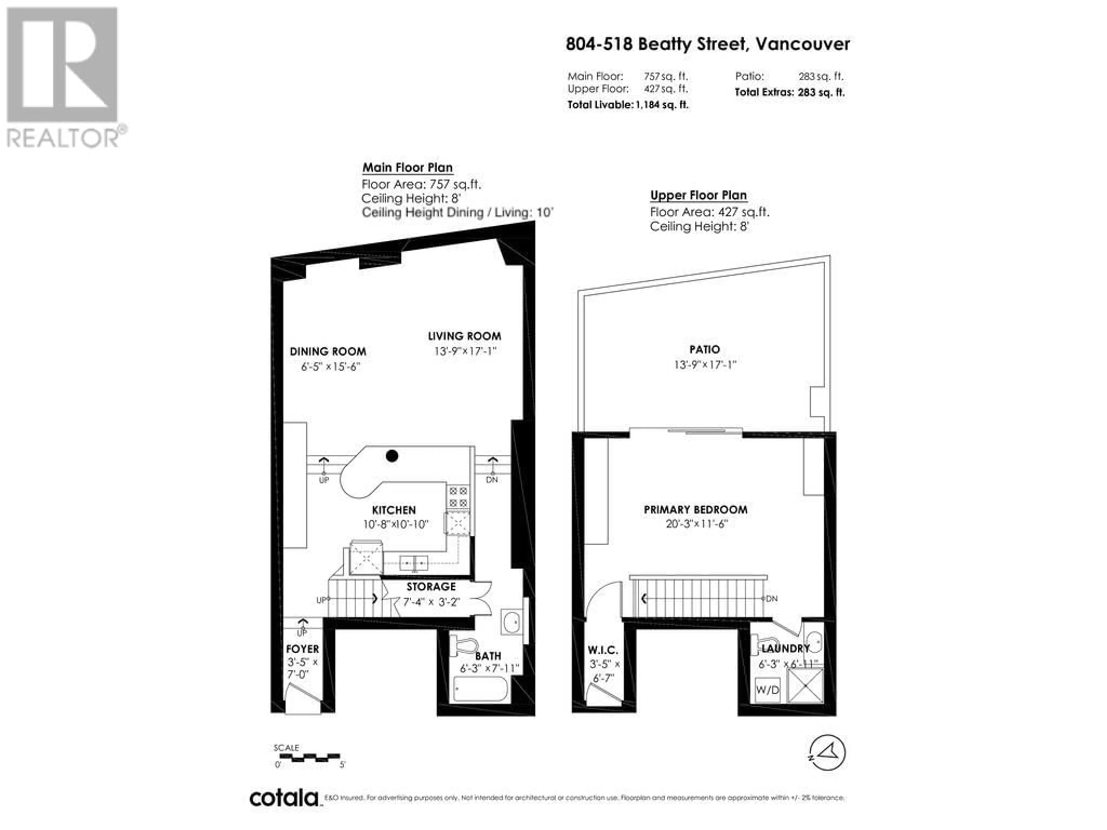 Floor plan for 804 518 BEATTY STREET, Vancouver British Columbia V6B6G8