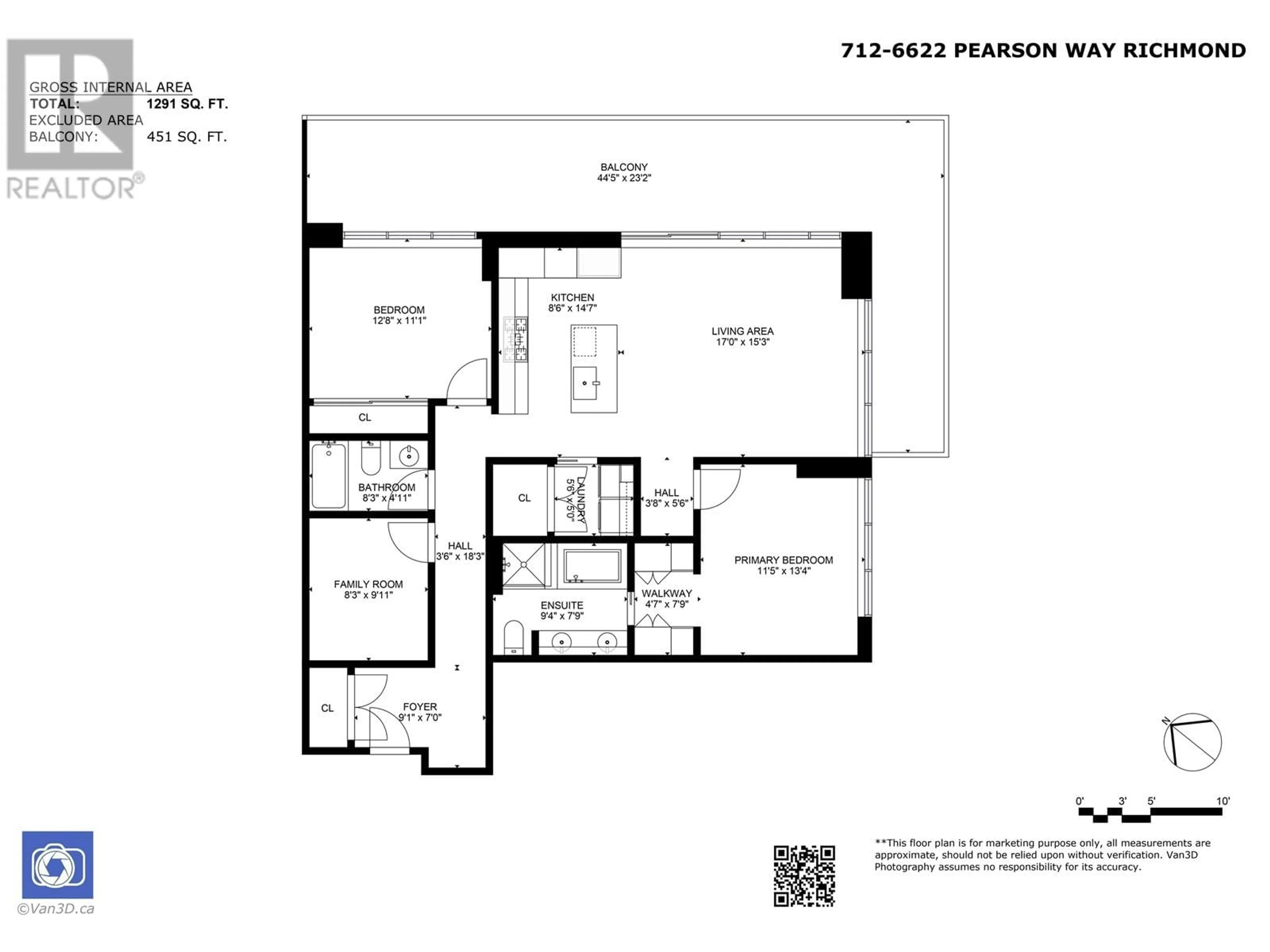 Floor plan for 712 6622 PEARSON WAY, Richmond British Columbia V7C0E4