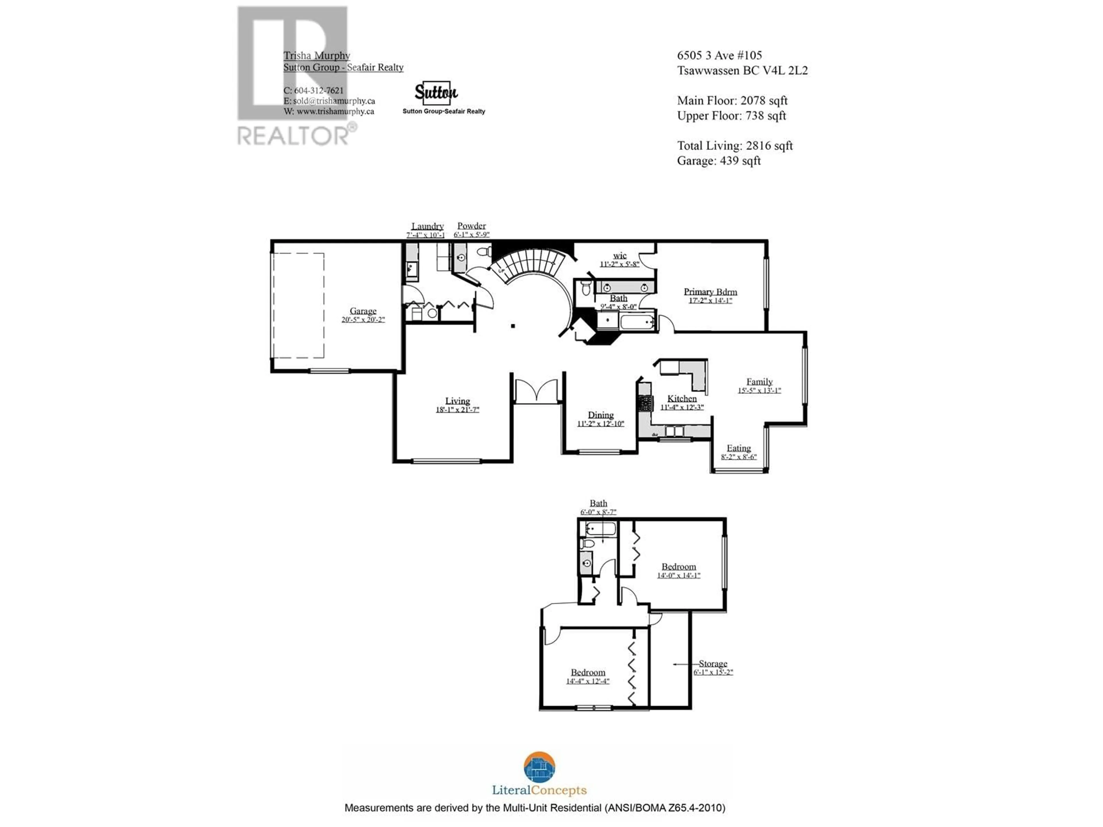 Floor plan for 105 6505 3 AVENUE, Delta British Columbia V4L2N1