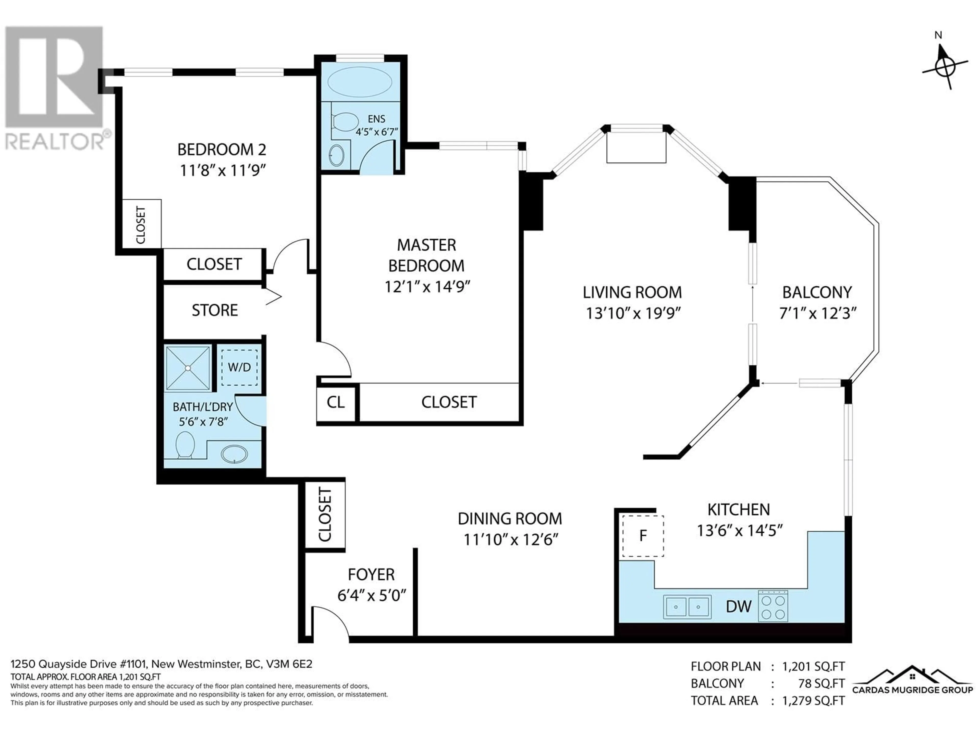 Floor plan for 1101 1250 QUAYSIDE DRIVE, New Westminster British Columbia V3M3E6