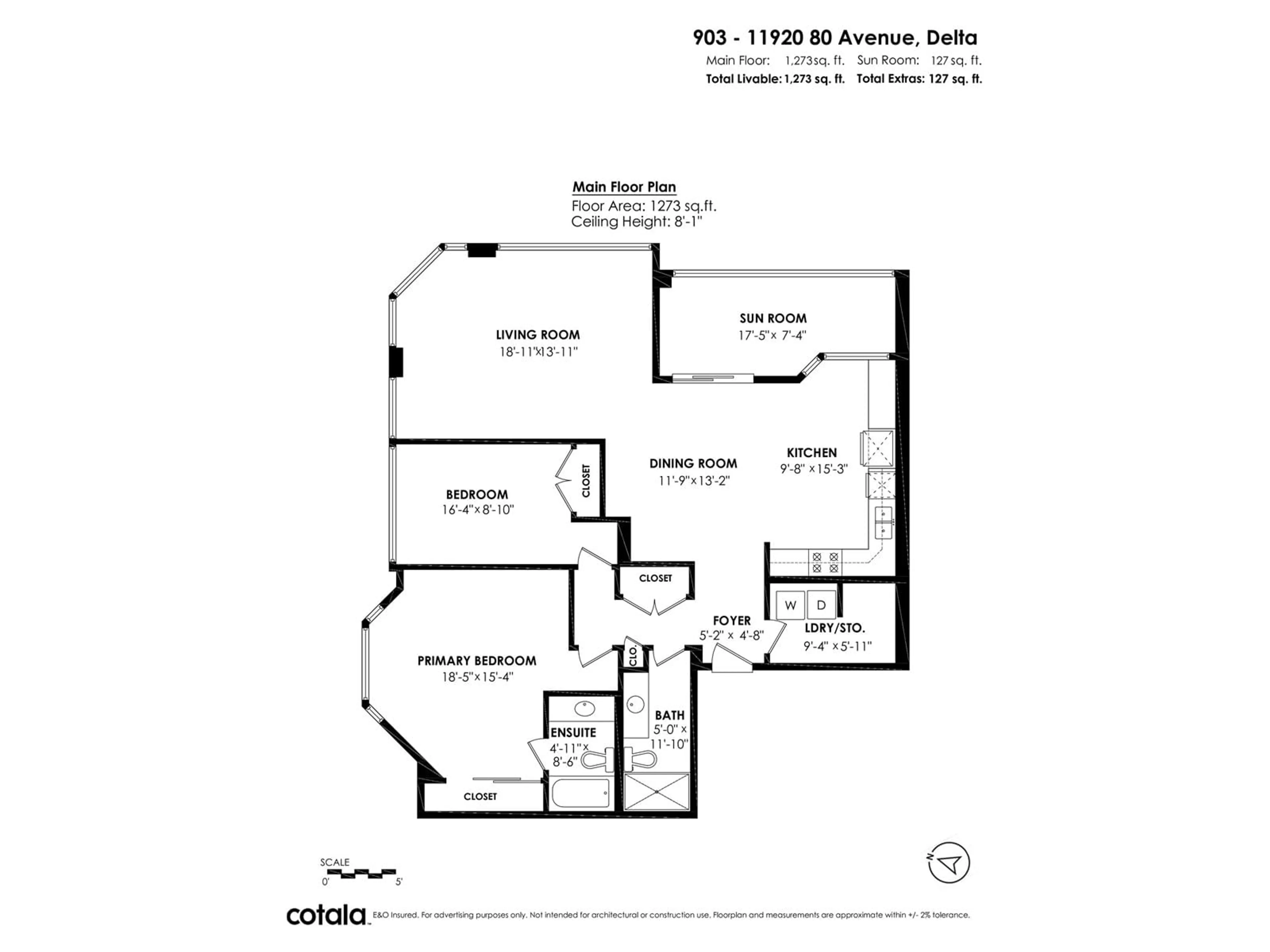 Floor plan for 903 11920 80 AVENUE, Delta British Columbia V4C8E8