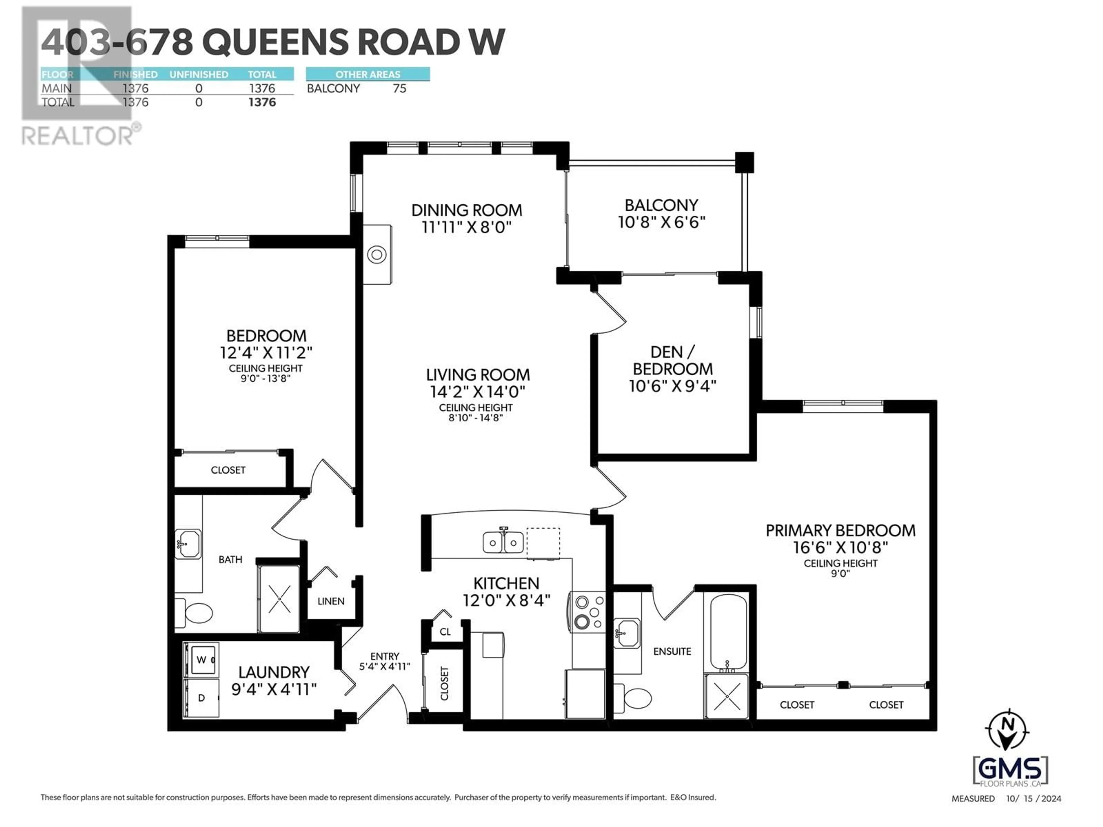 Floor plan for 403 678 W QUEENS ROAD, North Vancouver British Columbia V7N2L3