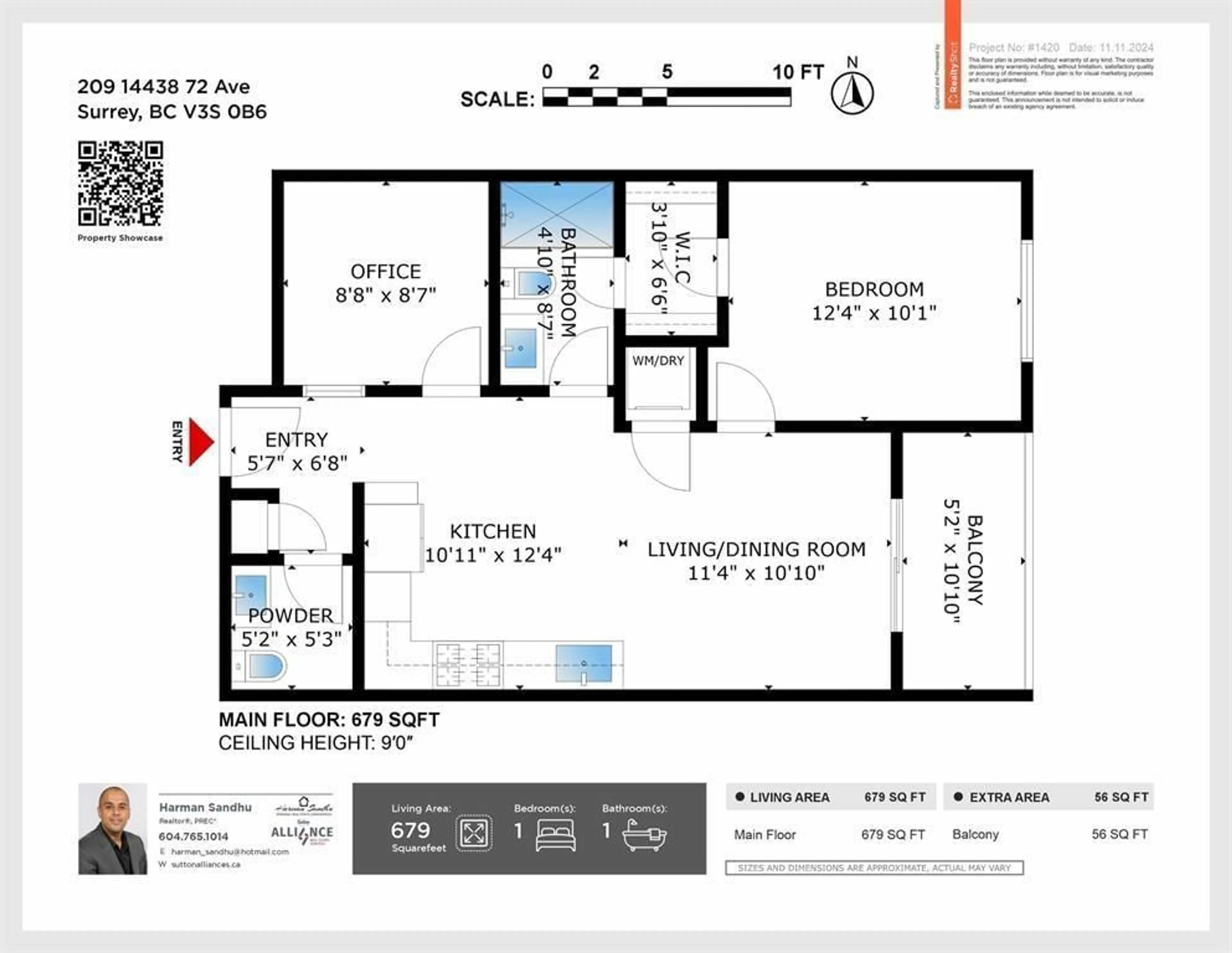 Floor plan for 209 14438 72 AVENUE, Surrey British Columbia V3S0B6