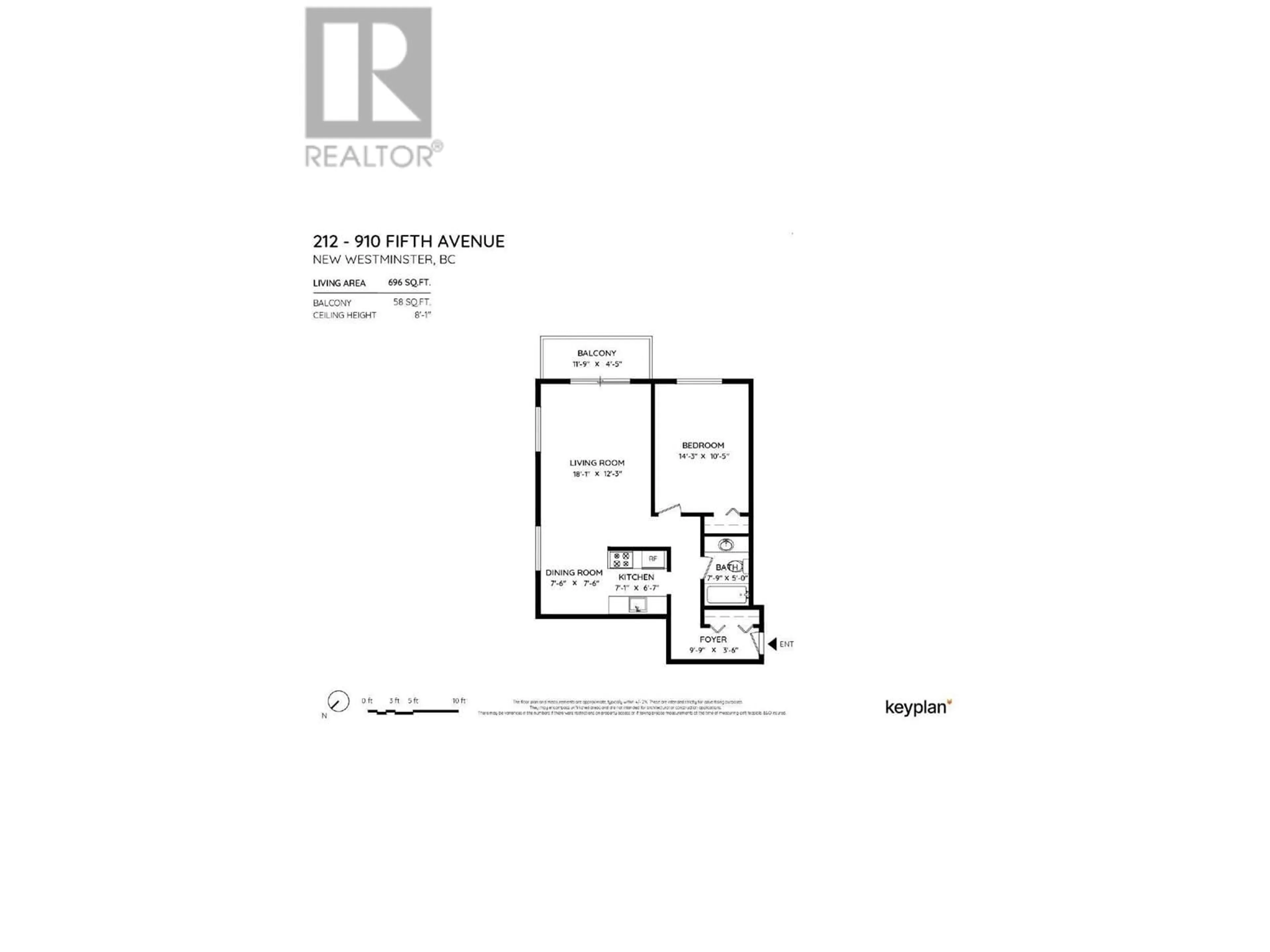 Floor plan for 212 910 FIFTH AVENUE, New Westminster British Columbia V3M1Y2