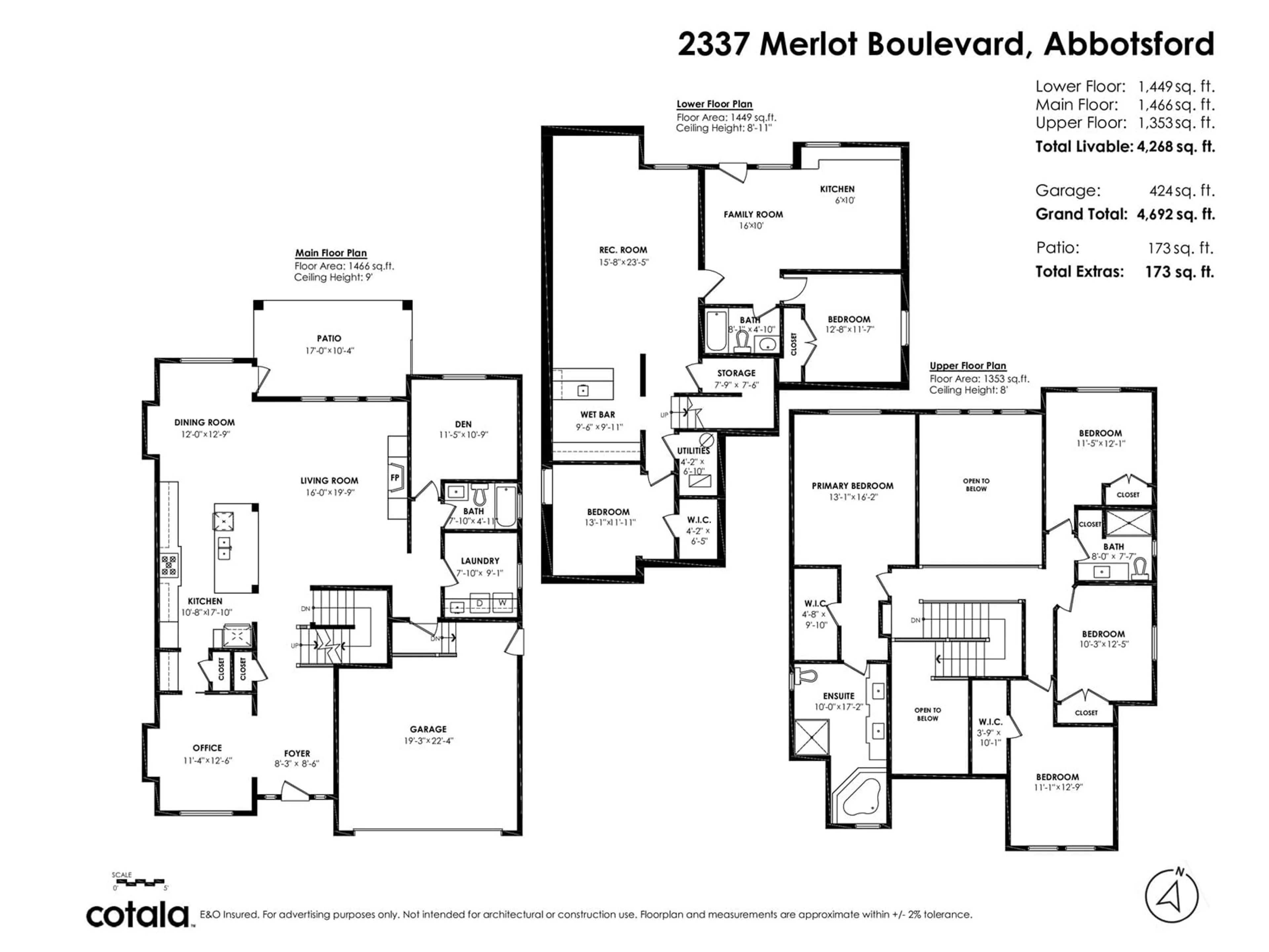 Floor plan for 2337 MERLOT BOULEVARD, Abbotsford British Columbia V4X0A6