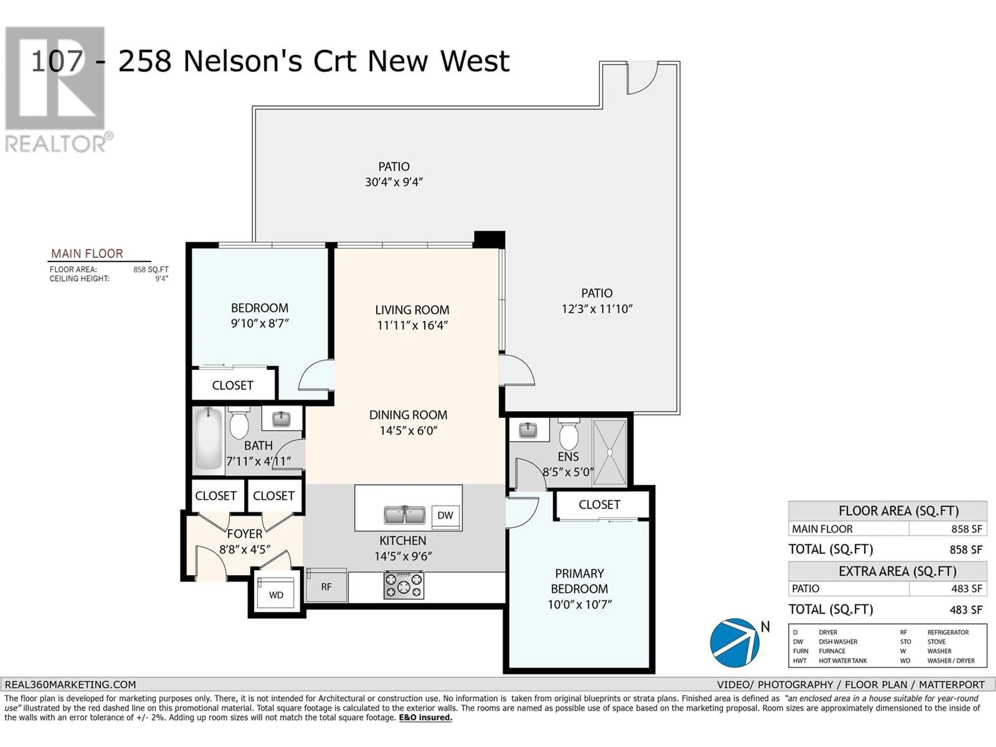 Floor plan for 107 258 NELSON'S COURT, New Westminster British Columbia V3L0J9