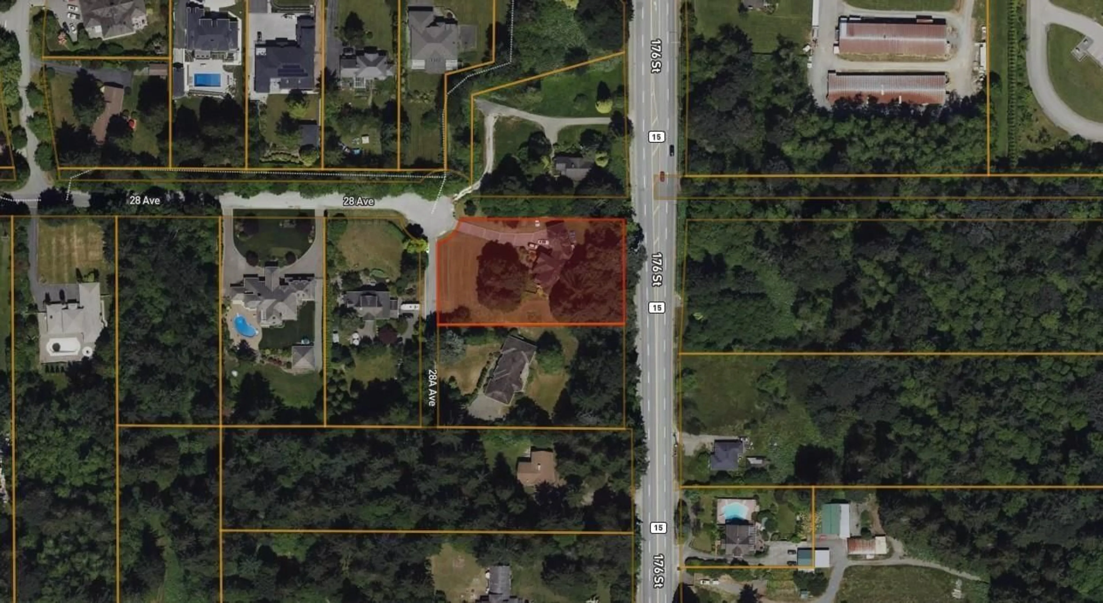 A pic from outside/outdoor area/front of a property/back of a property/a pic from drone, street for 17588 28, Surrey British Columbia V3Z0E7