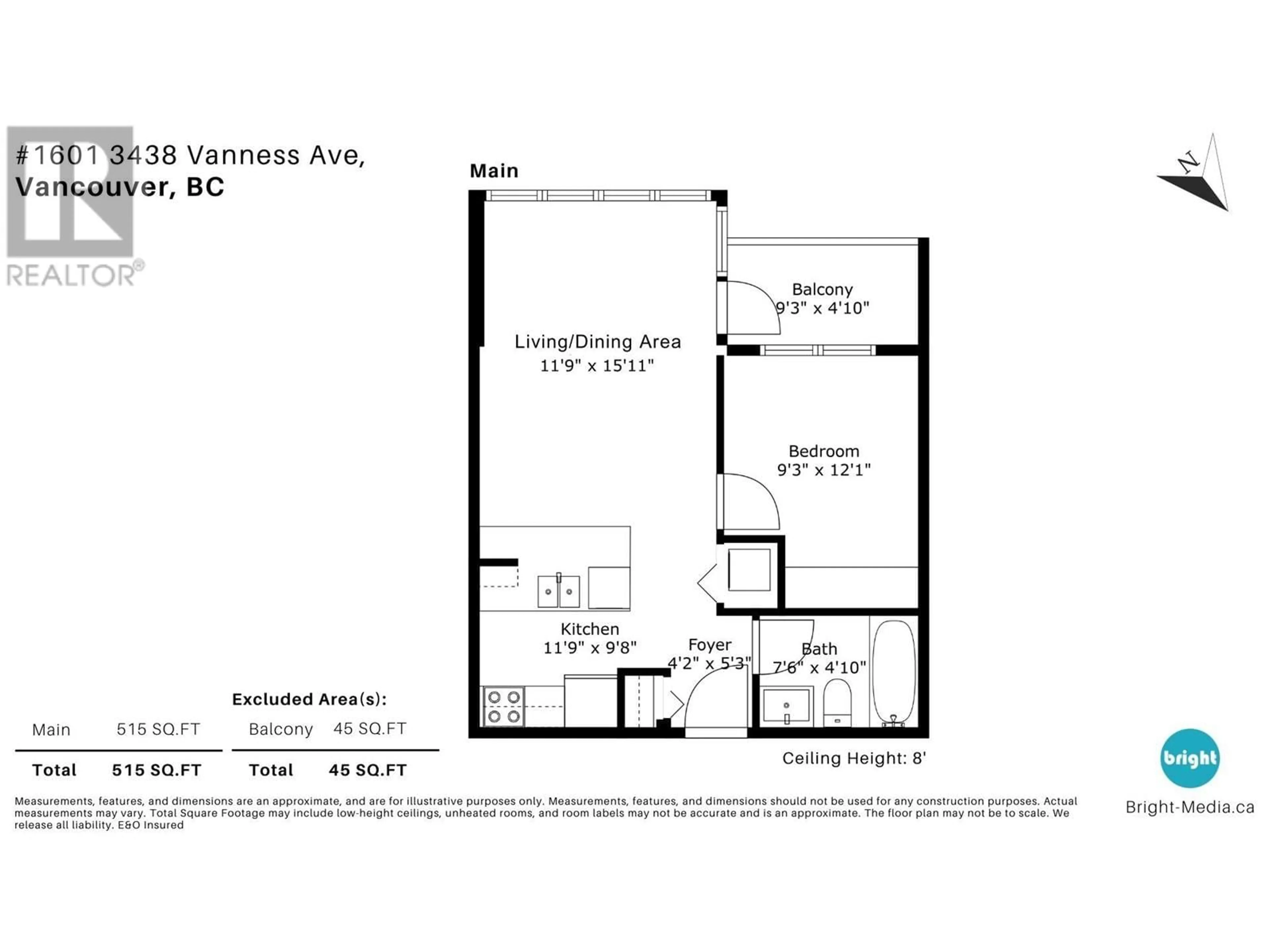 Floor plan for 1601 3438 VANNESS AVENUE, Vancouver British Columbia V5R6E7