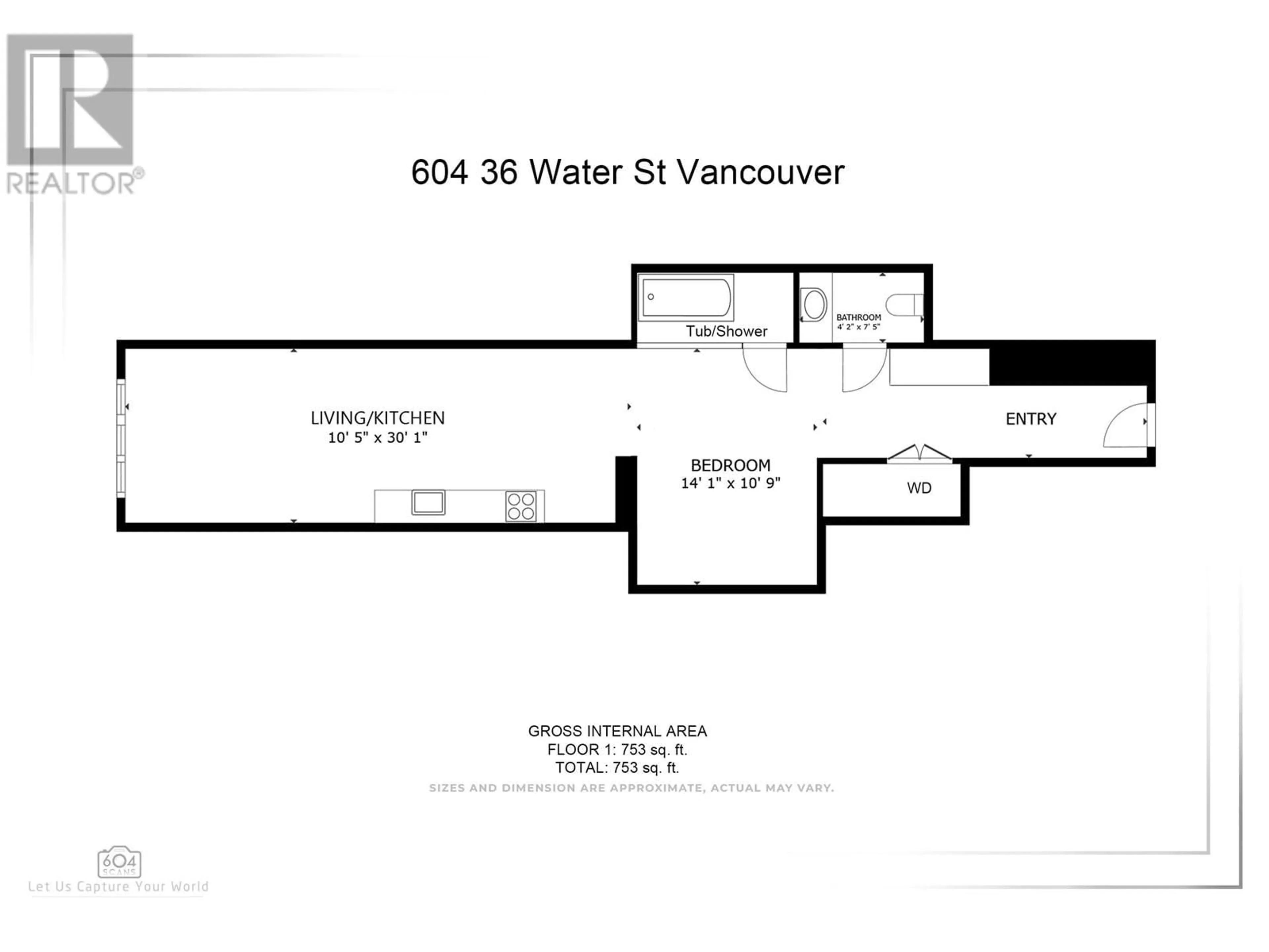 Floor plan for 604 36 WATER STREET, Vancouver British Columbia V6B0B7